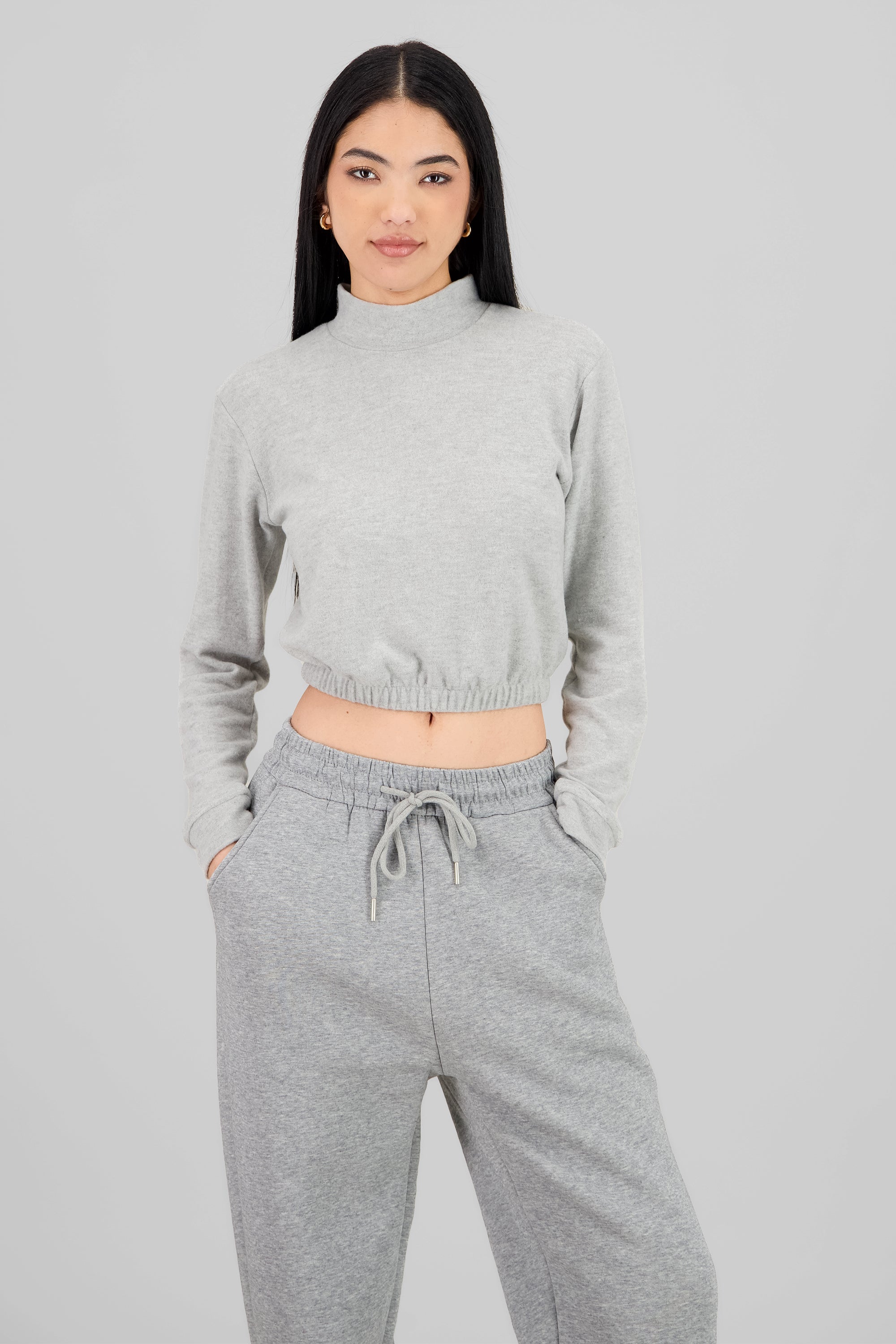 Soft Texture High Neck Sweater LIGHT GRAY