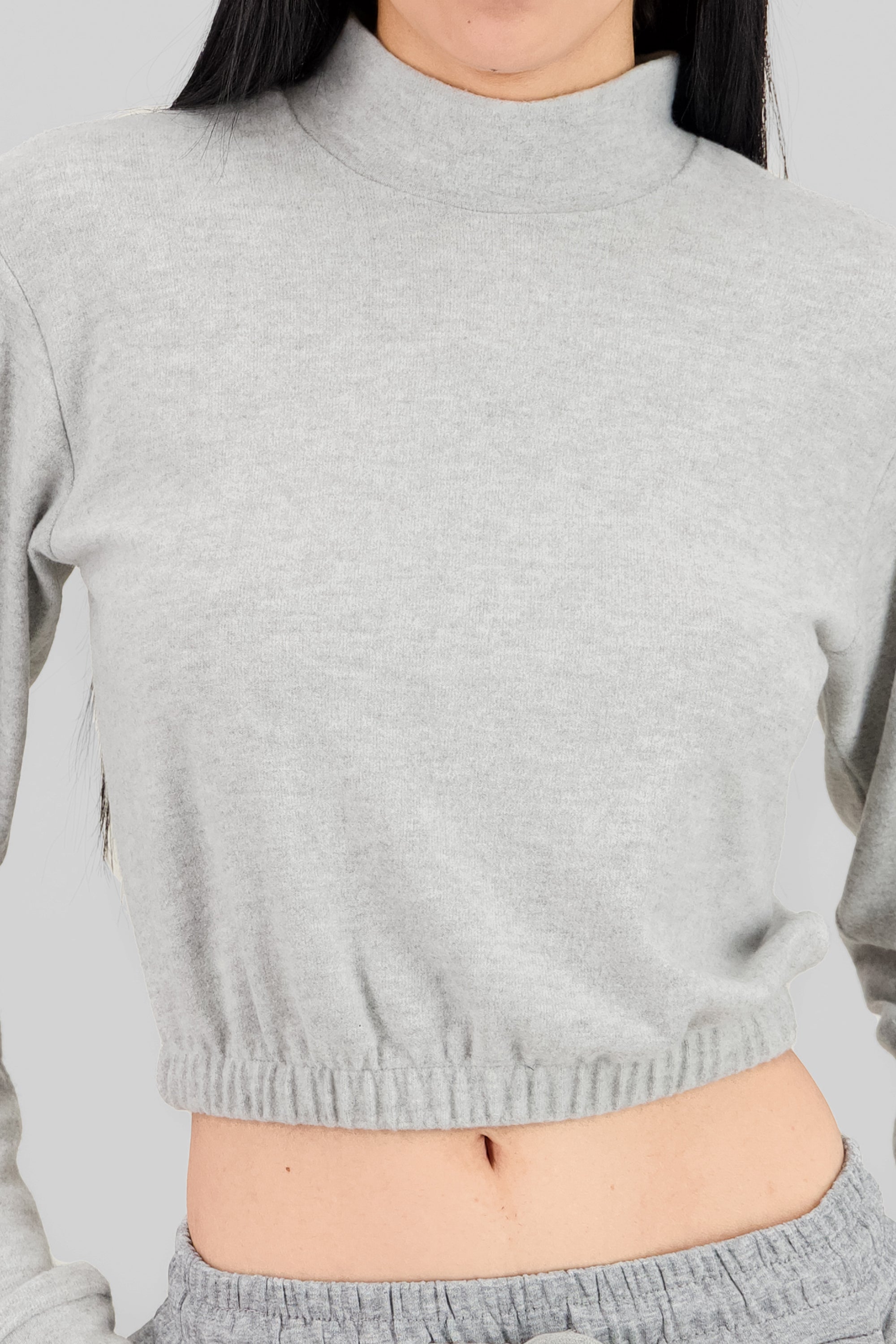 Soft Texture High Neck Sweater LIGHT GRAY