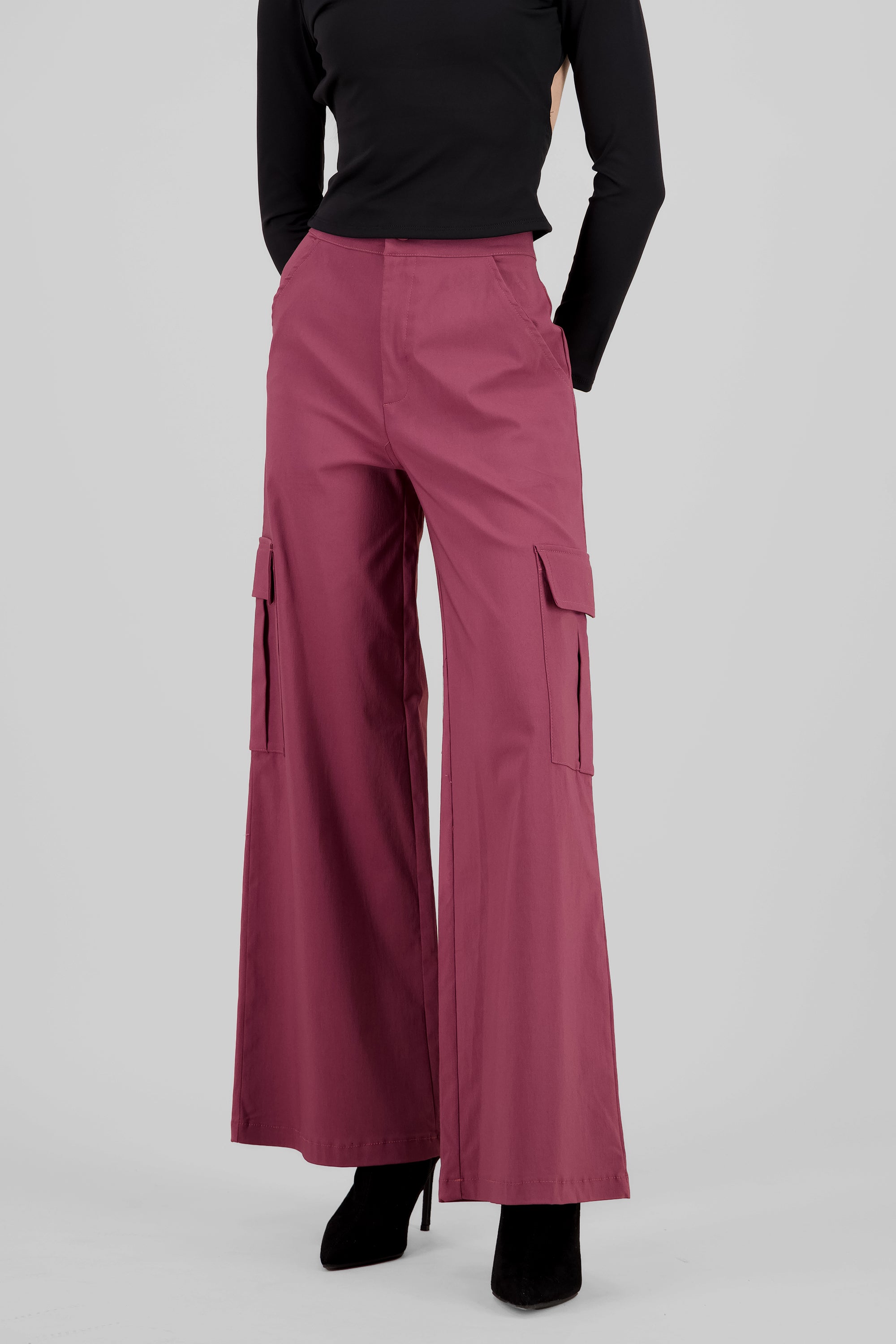 Wide Leg Cargo Pants MAUVE