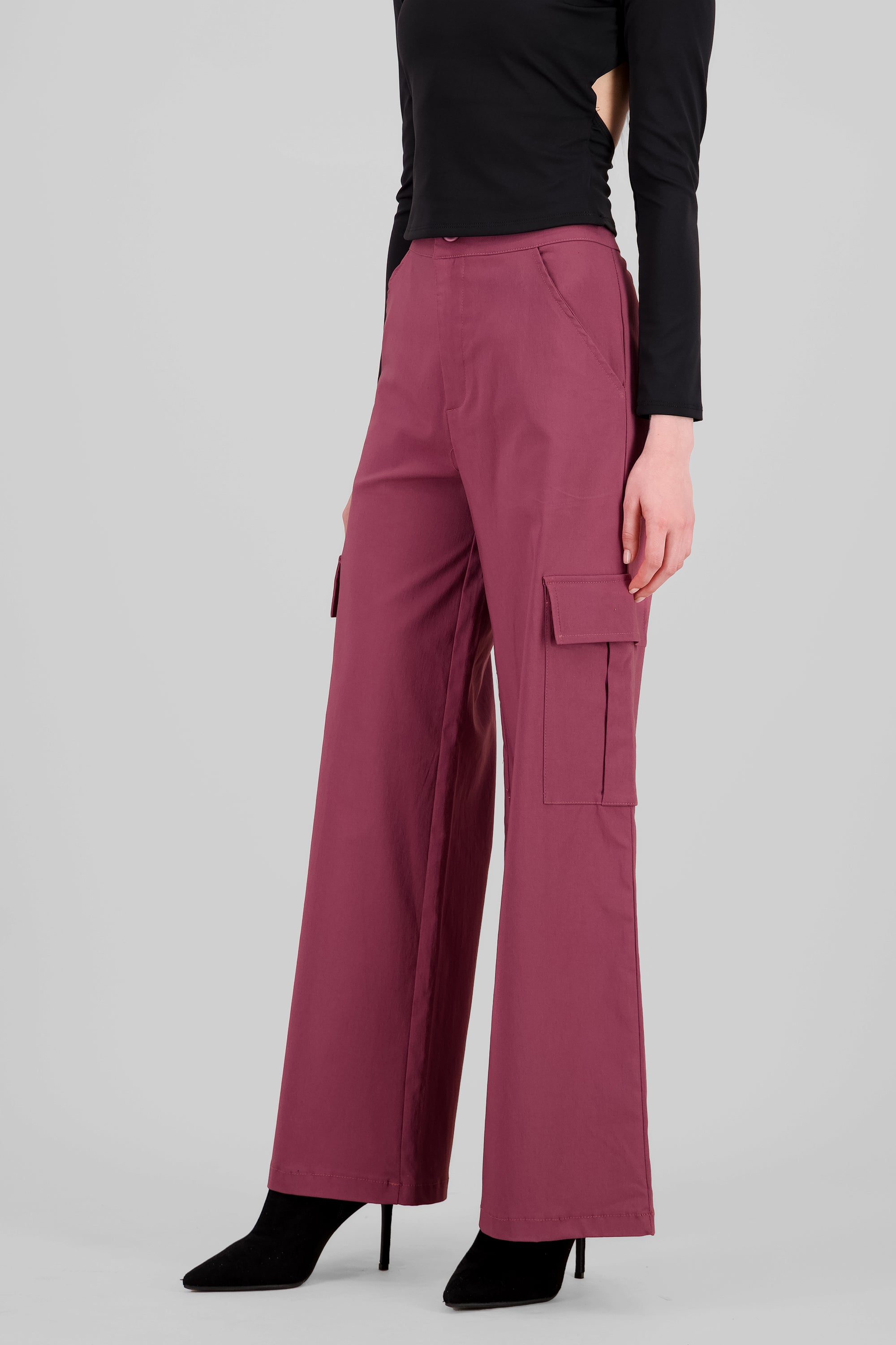 Wide Leg Cargo Pants MAUVE