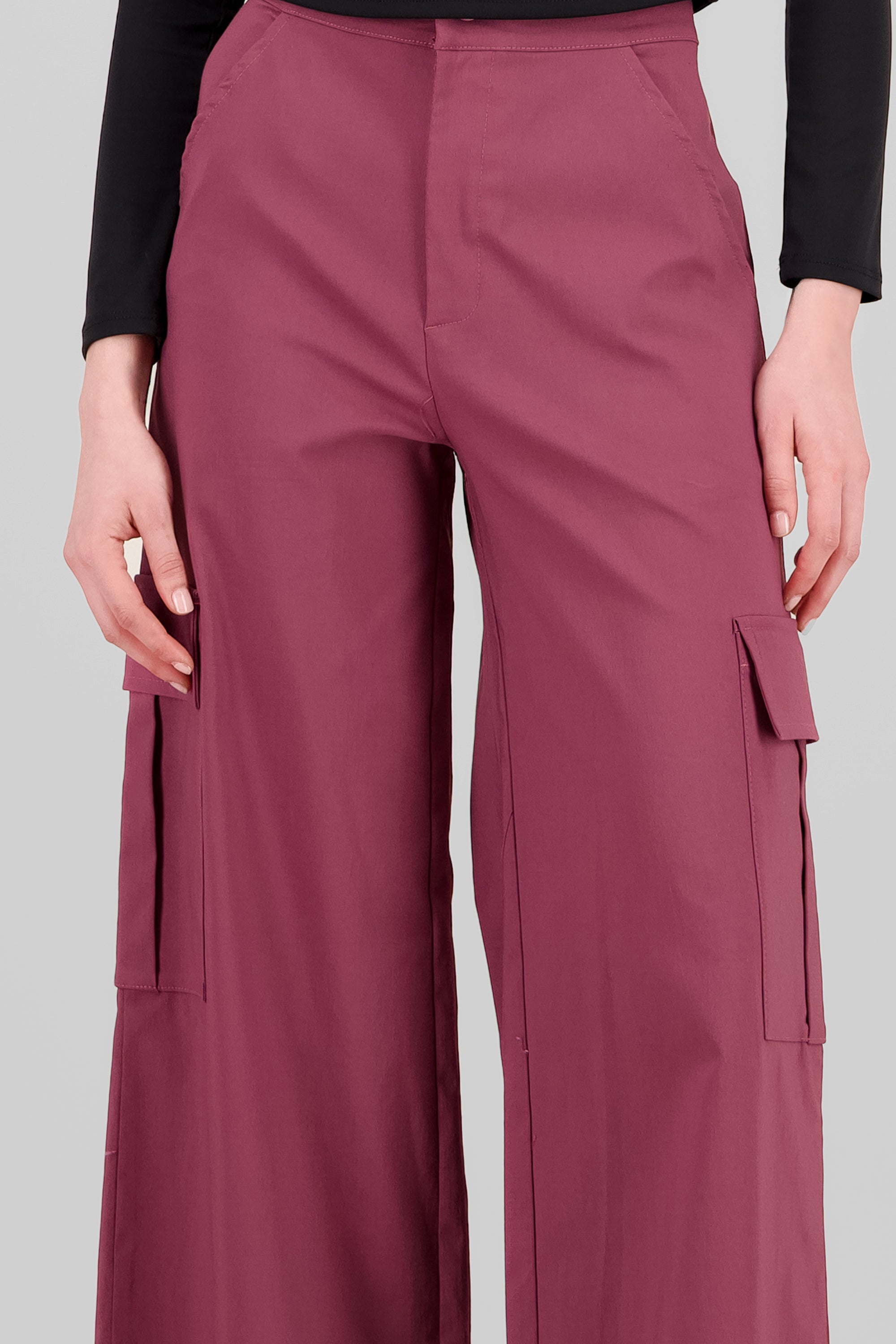 Wide Leg Cargo Pants MAUVE