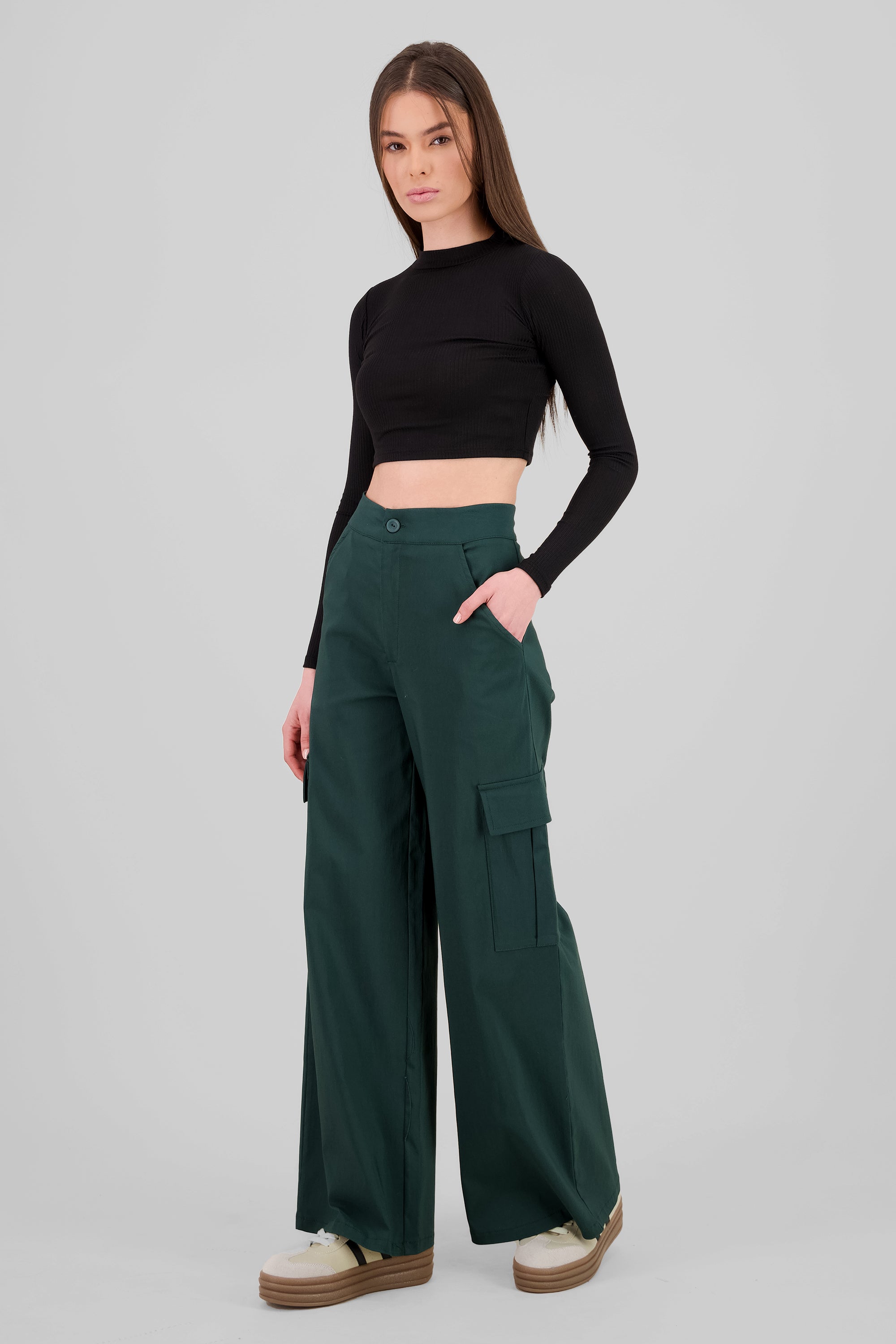 Wide Leg Cargo Pants GREEN