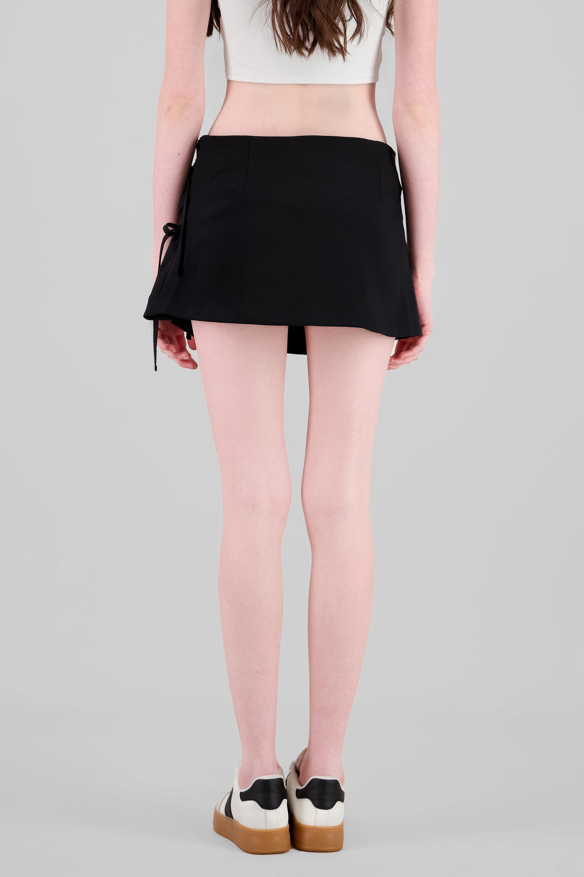 Pleated Skirt with Bows BLACK