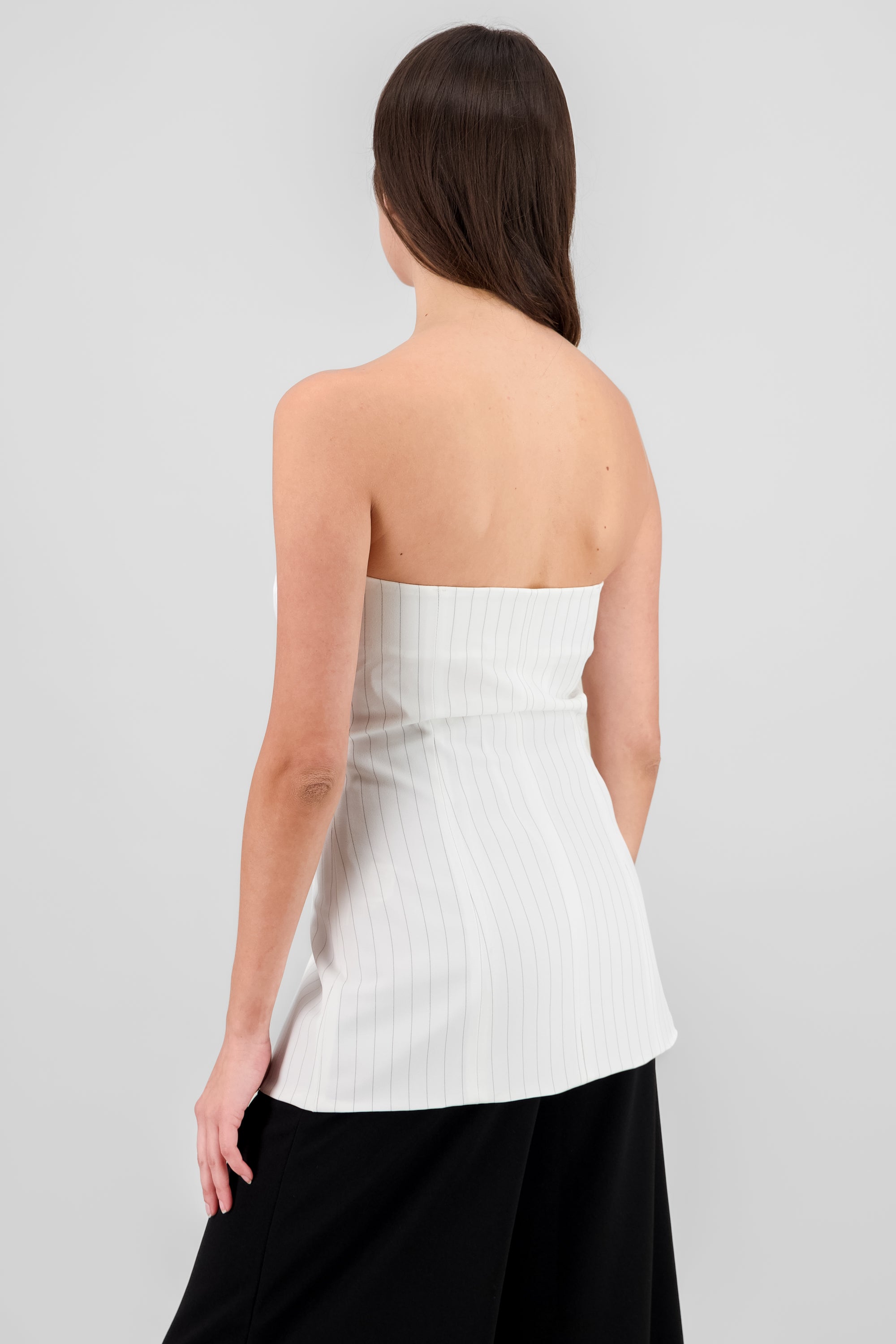 Strapless Striped Vest with Buttons WHITE COMBO