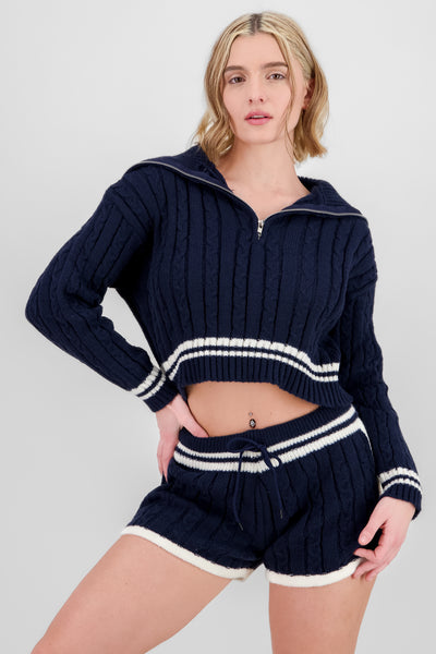 Half Zip Cardigan NAVY