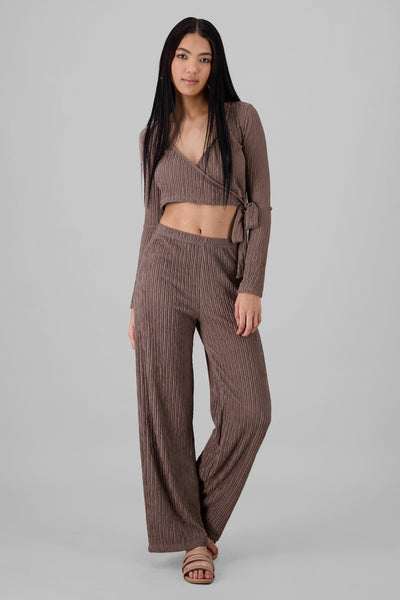 Textured Wide Pants BRICK RED