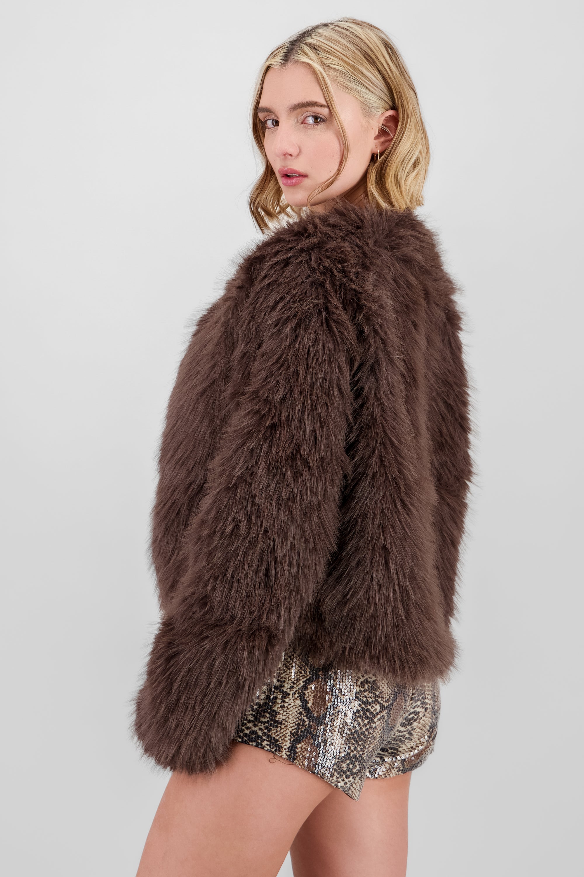 Short Fur Coat CHOCOLATE