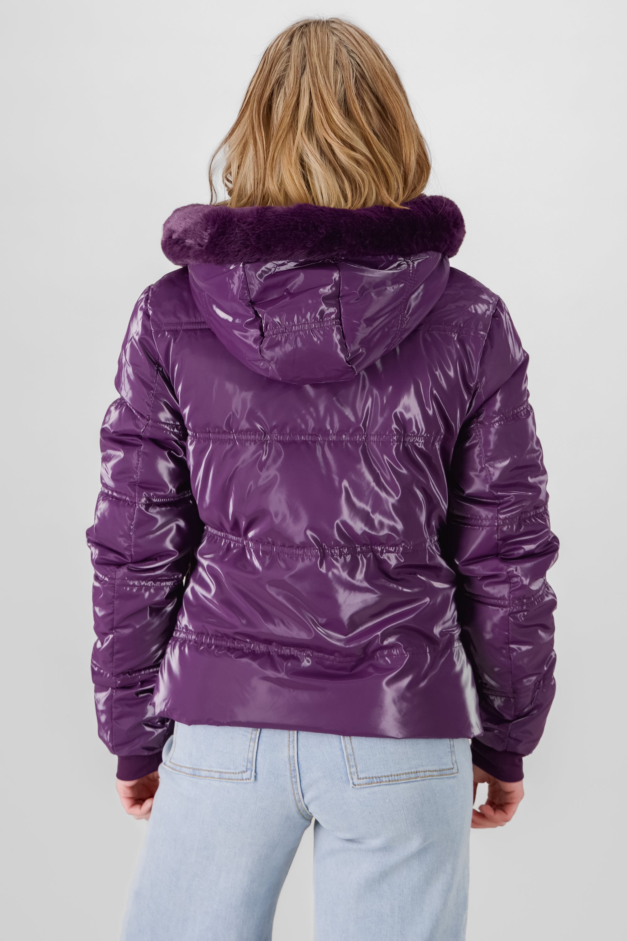 Shiny Quilted Jacket PURPLE