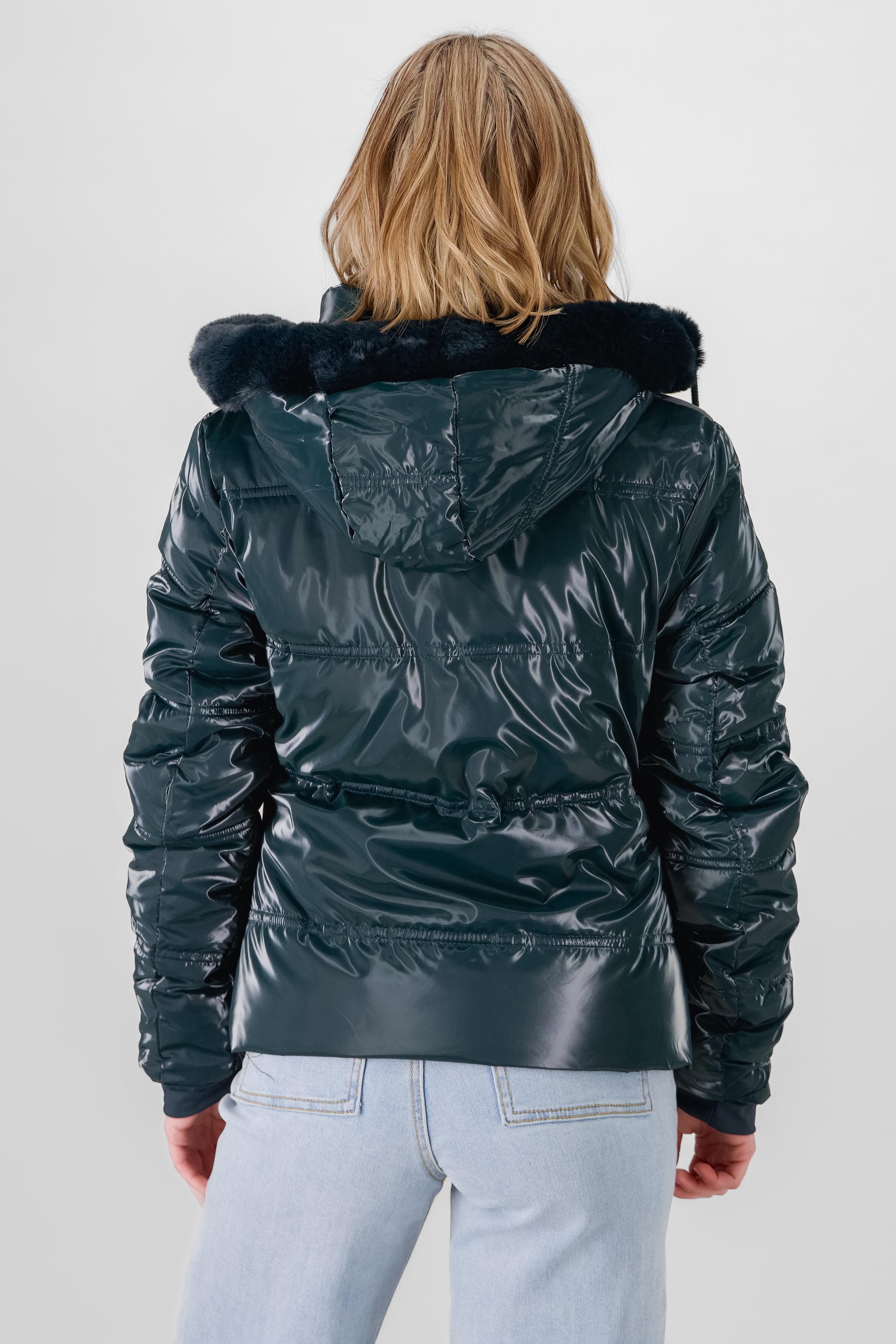 Shiny Quilted Jacket DARK GREEN