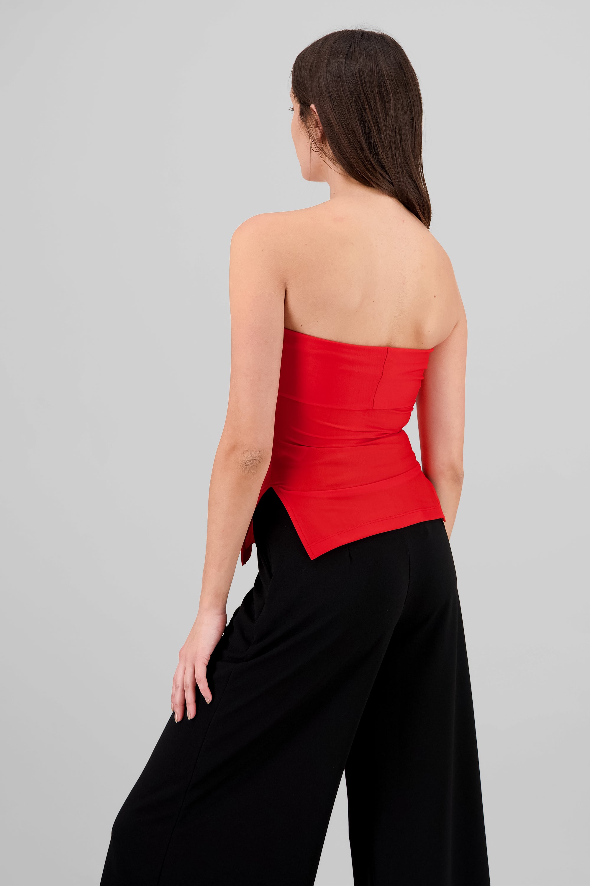 Double Neckline Tube Top RED