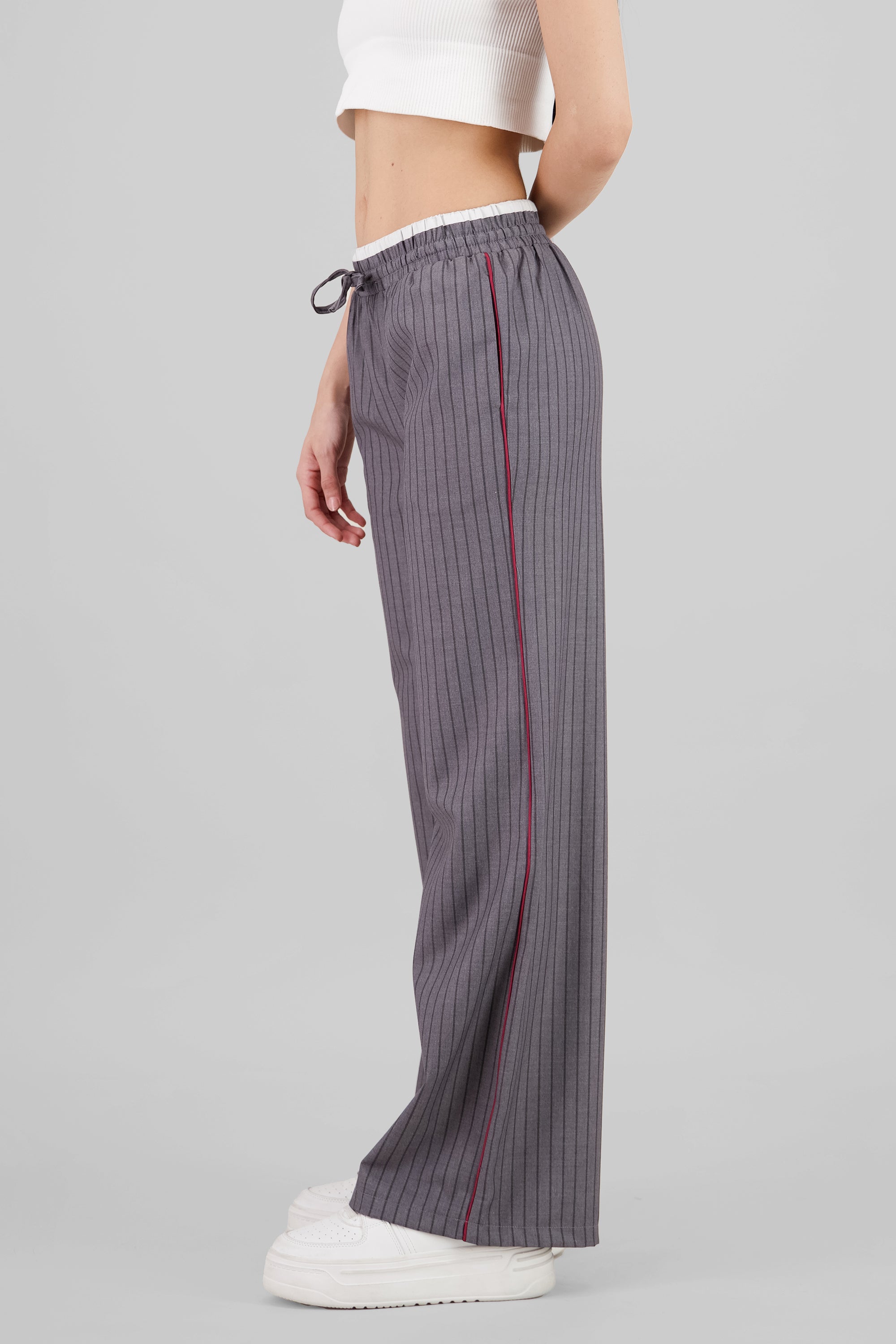 Striped Straight Pants GRAY