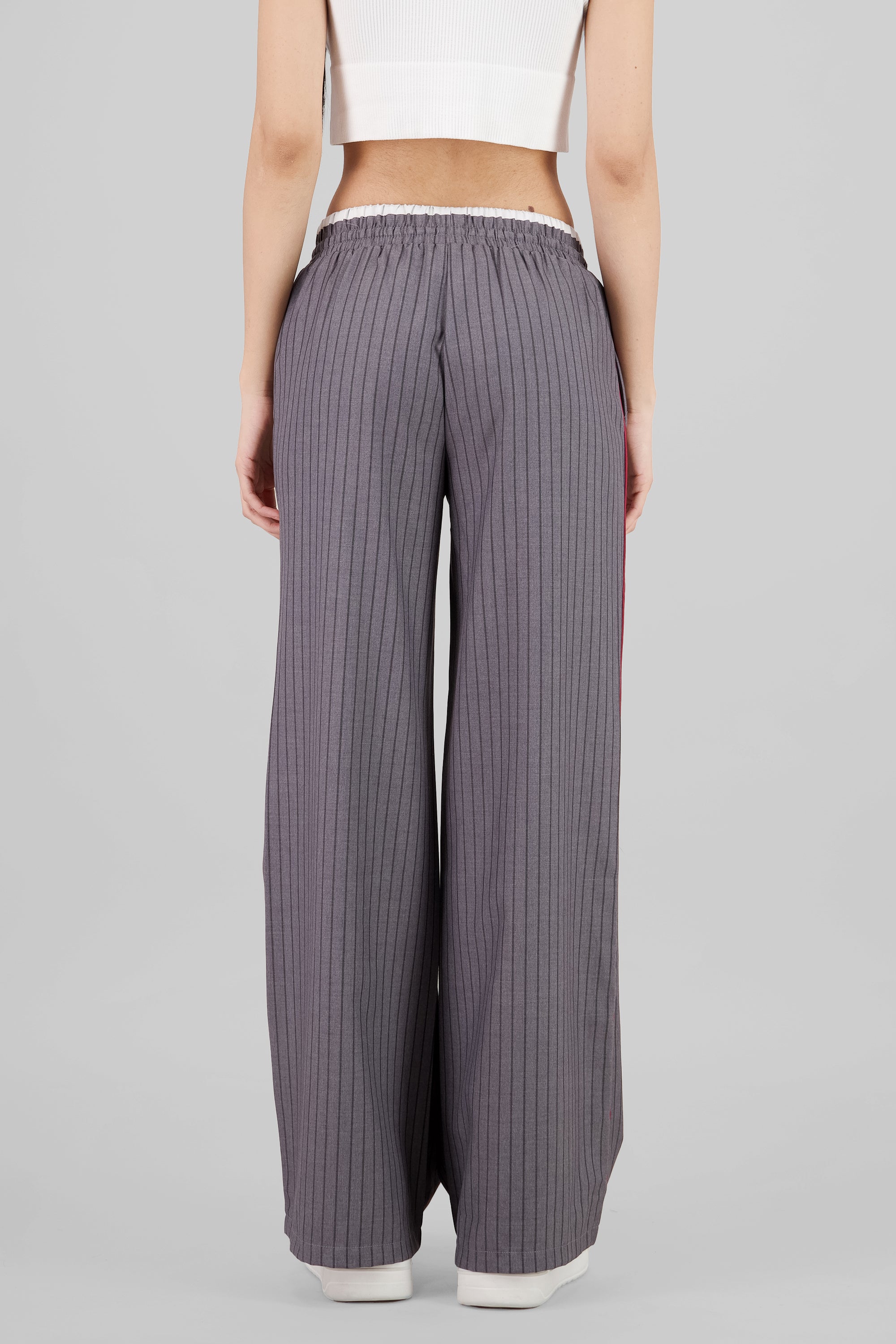 Striped Straight Pants GRAY