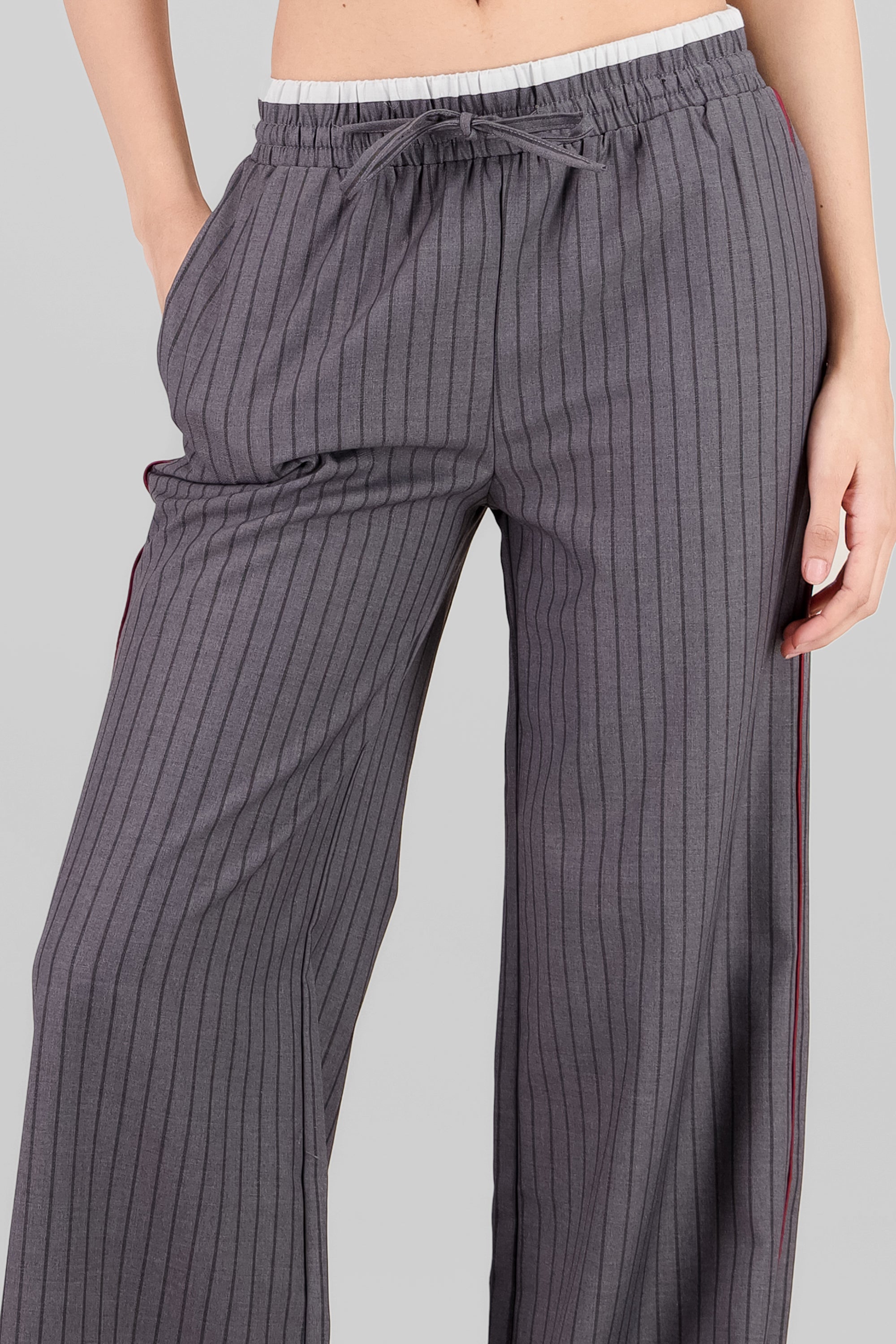 Striped Straight Pants GRAY