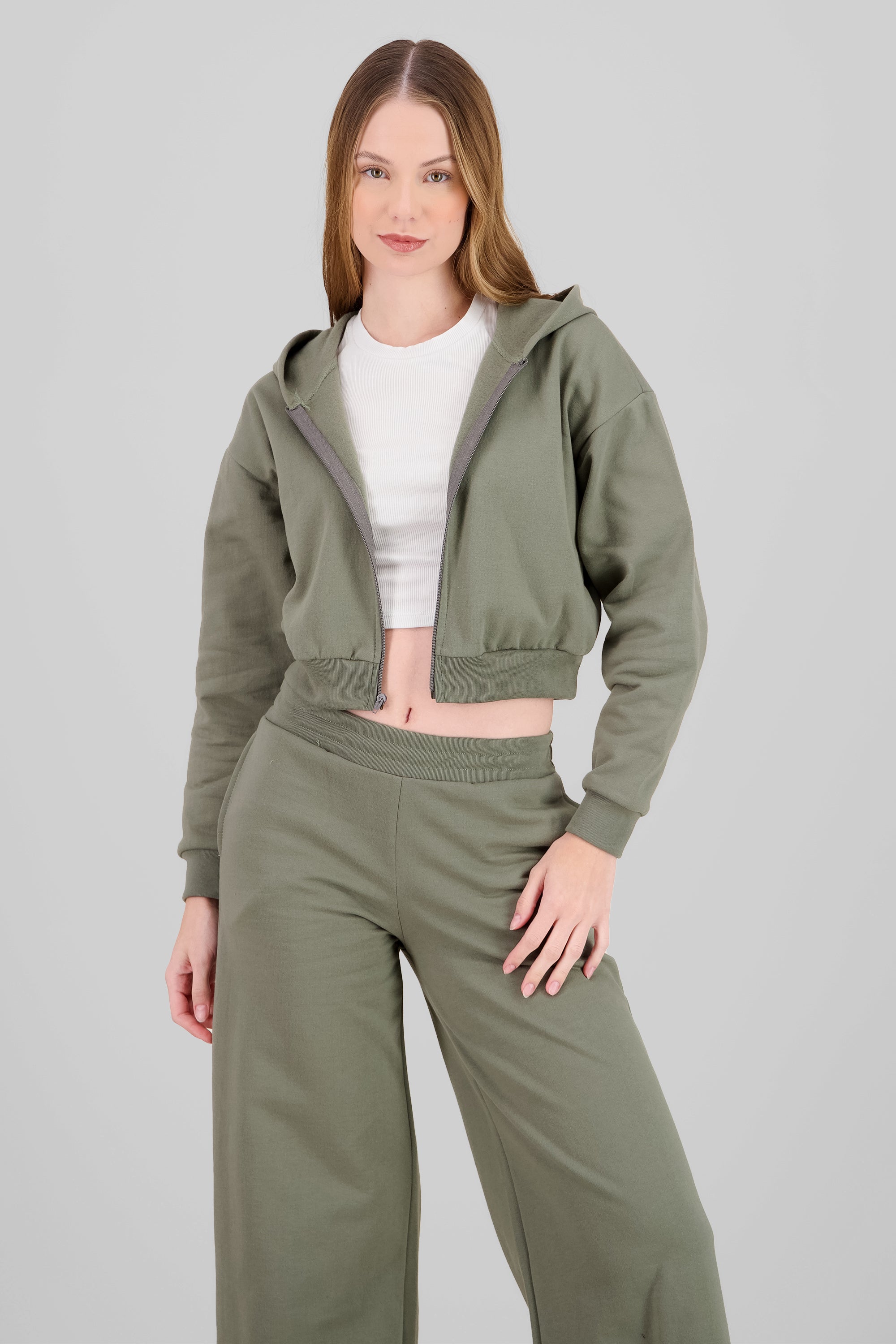 Hooded Zip-Up Sweatshirt OLIVE