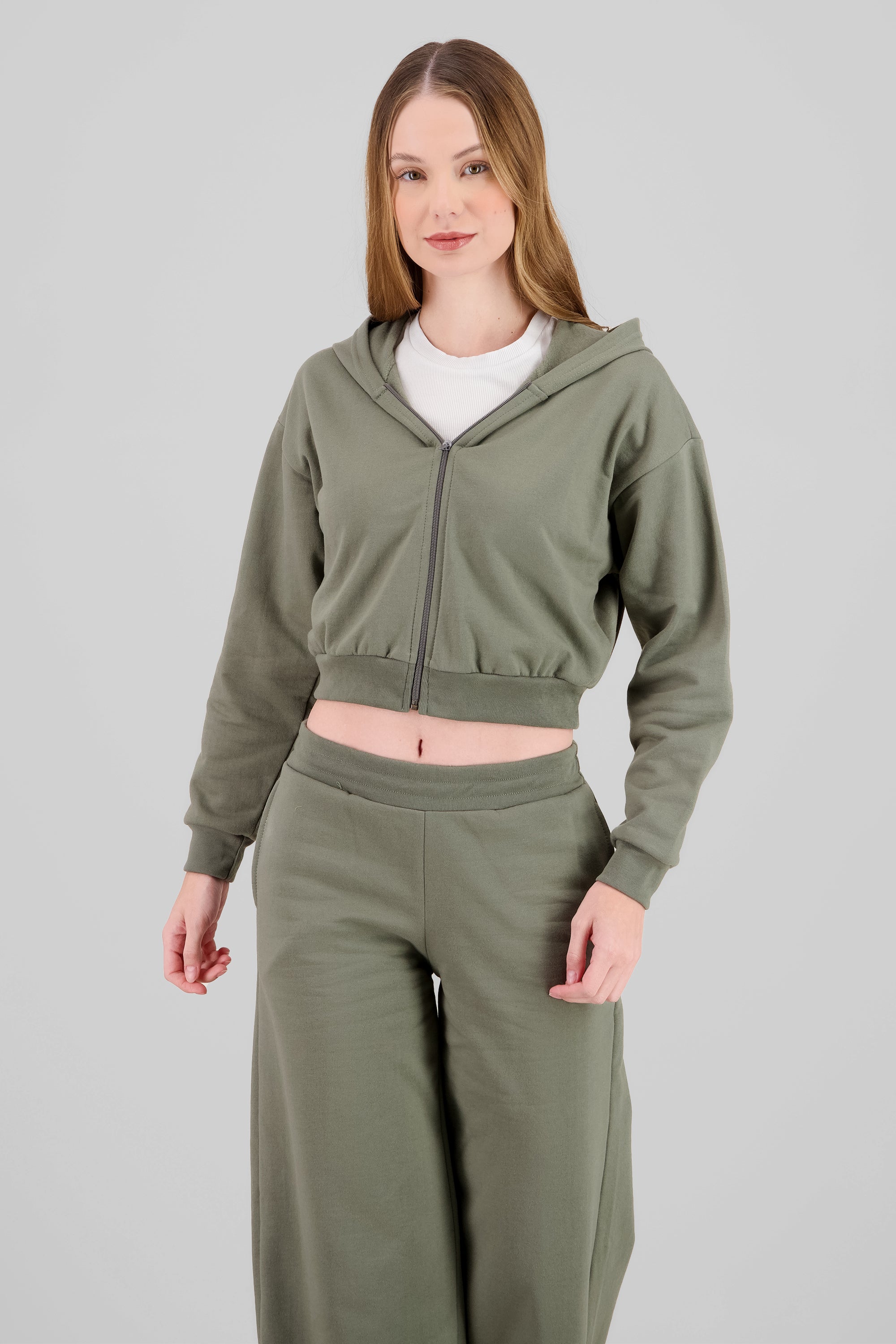 Hooded Zip-Up Sweatshirt OLIVE