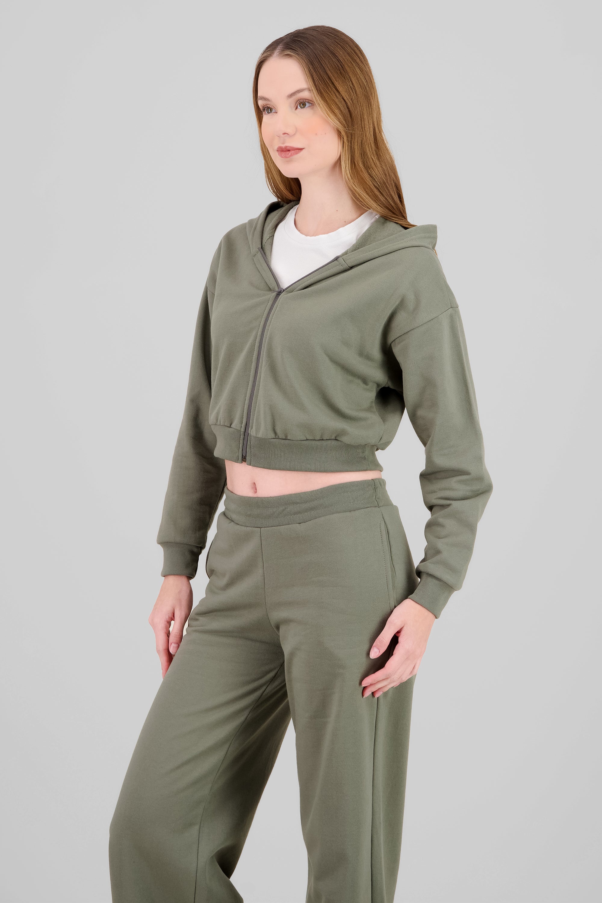 Hooded Zip-Up Sweatshirt OLIVE