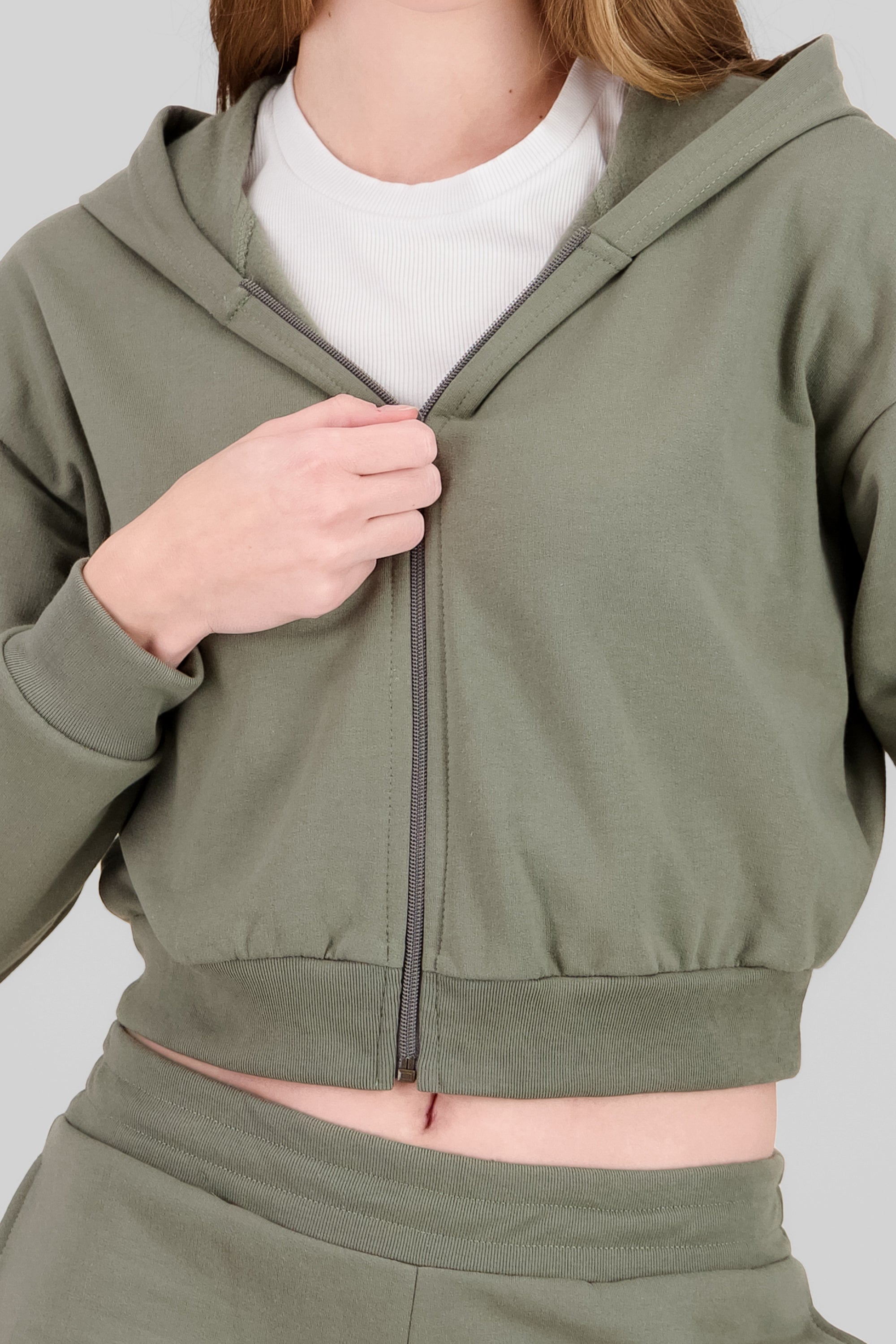 Hooded Zip-Up Sweatshirt OLIVE