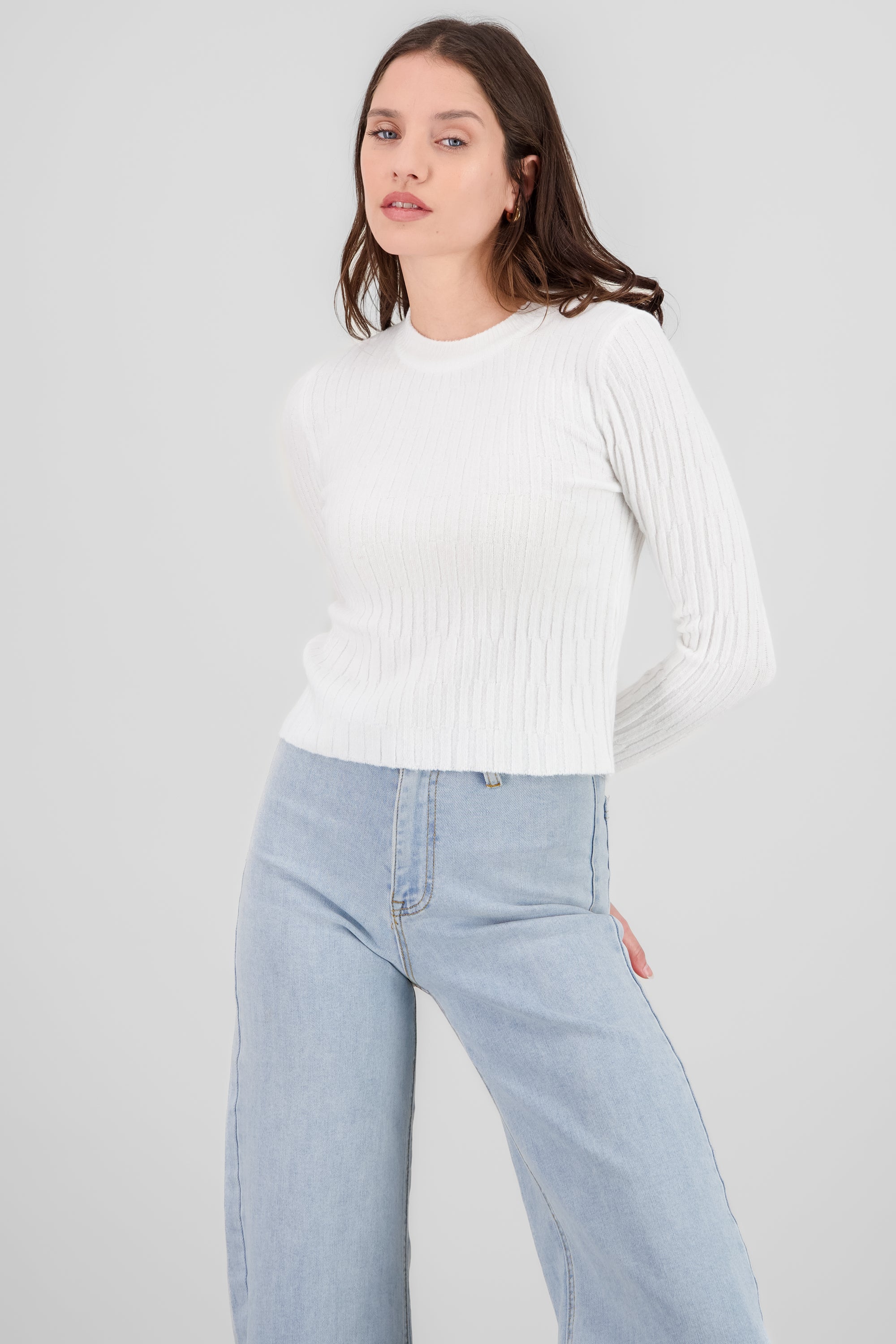 Soft Touch Textured Sweater WHITE