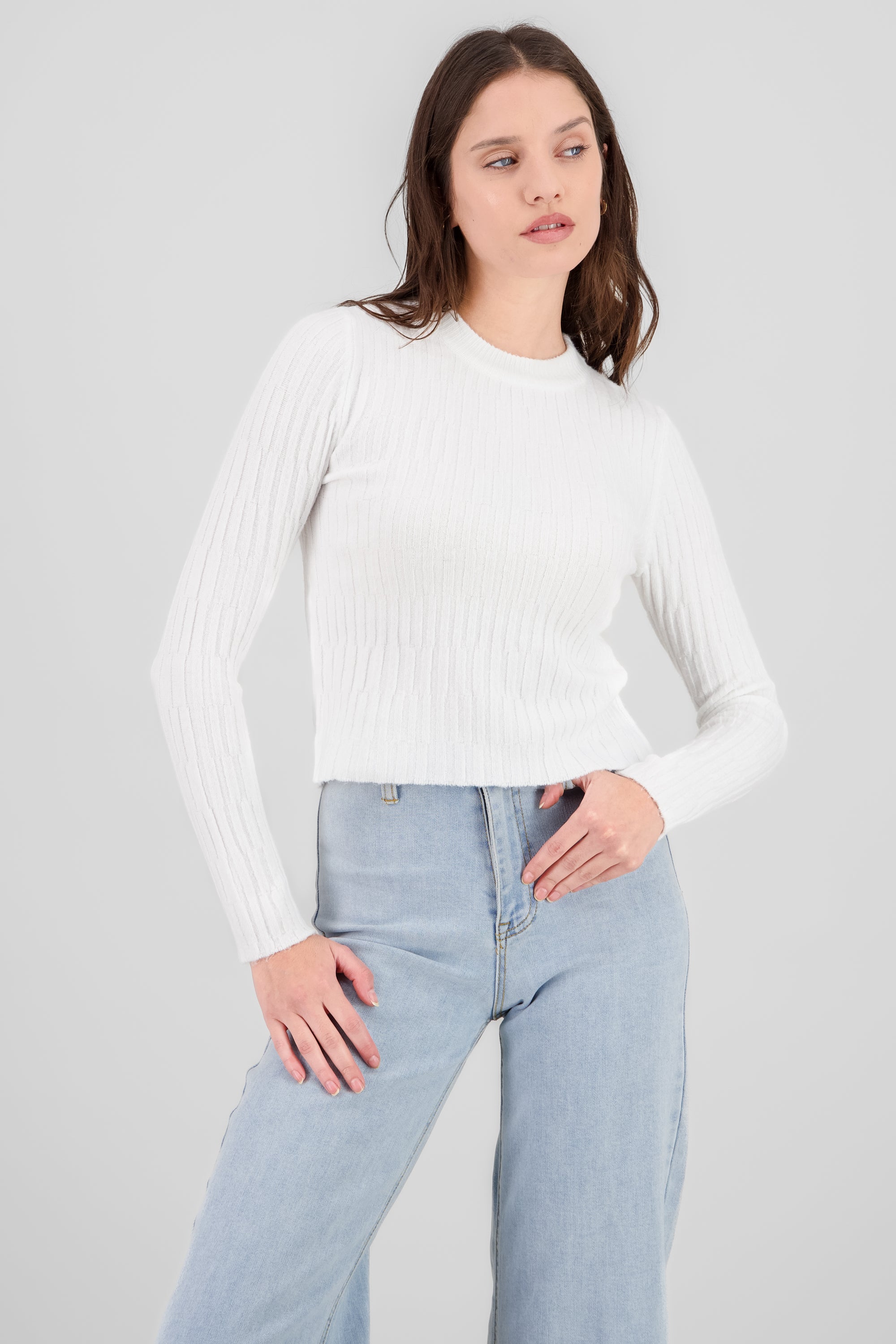 Soft Touch Textured Sweater WHITE