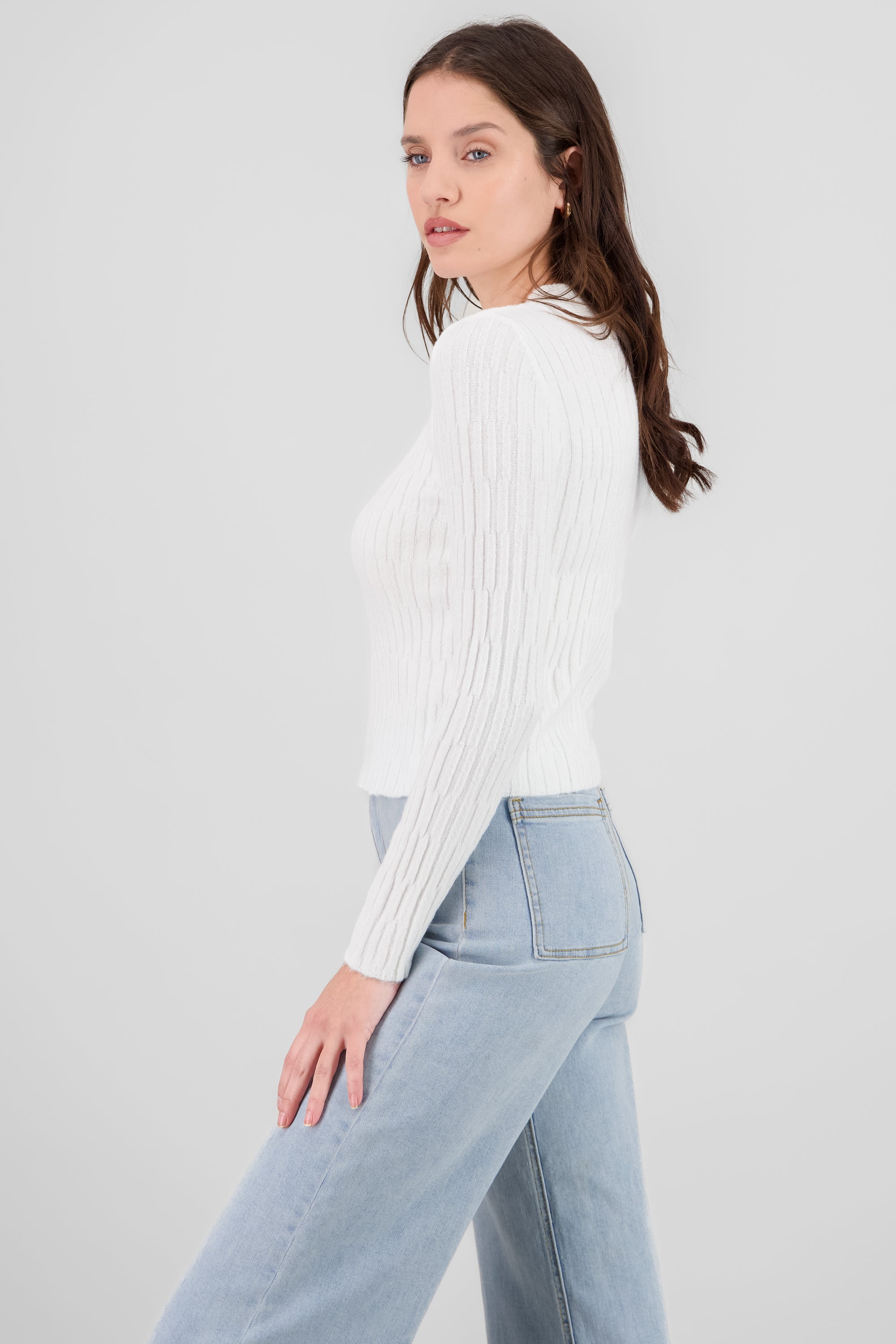 Soft Touch Textured Sweater WHITE