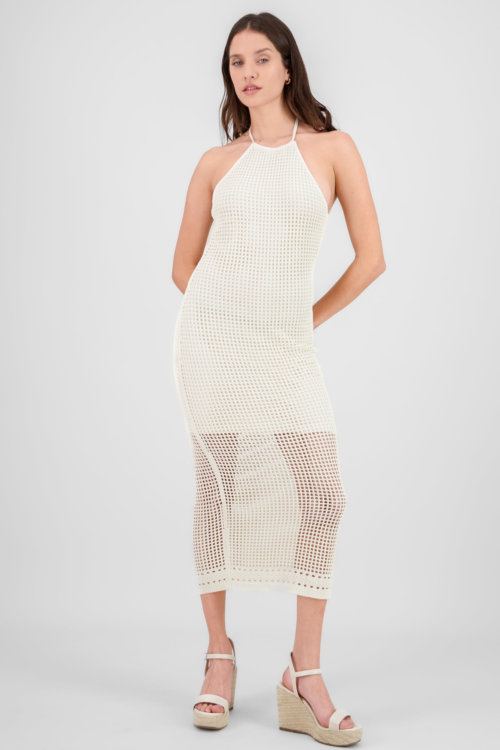 Knit HalterMaxi Dress IVORY