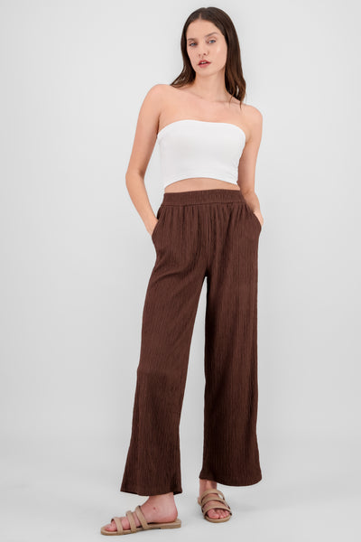 Bandana Textured Wide Pants CHOCOLATE