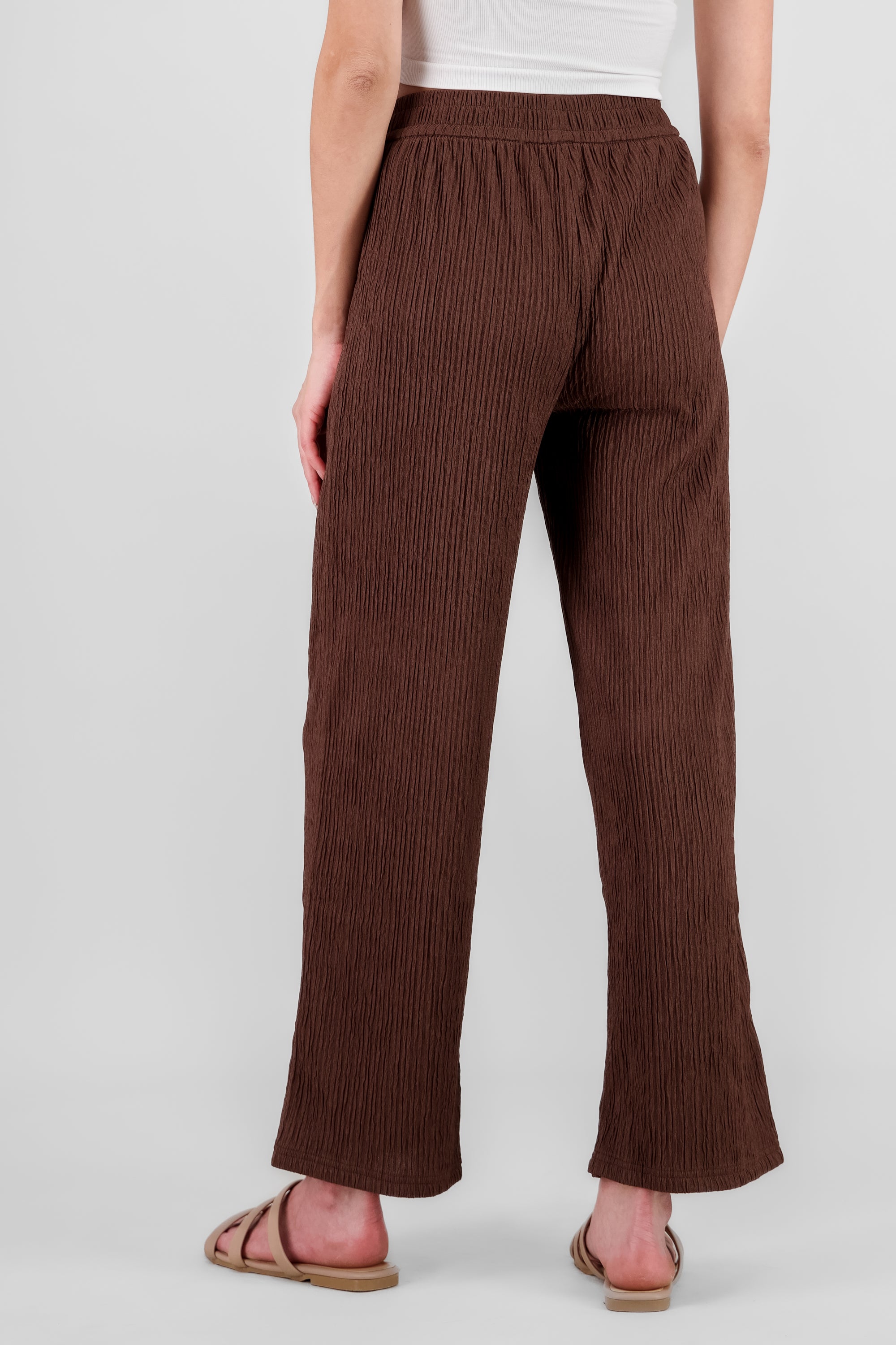 Bandana Textured Wide Pants CHOCOLATE