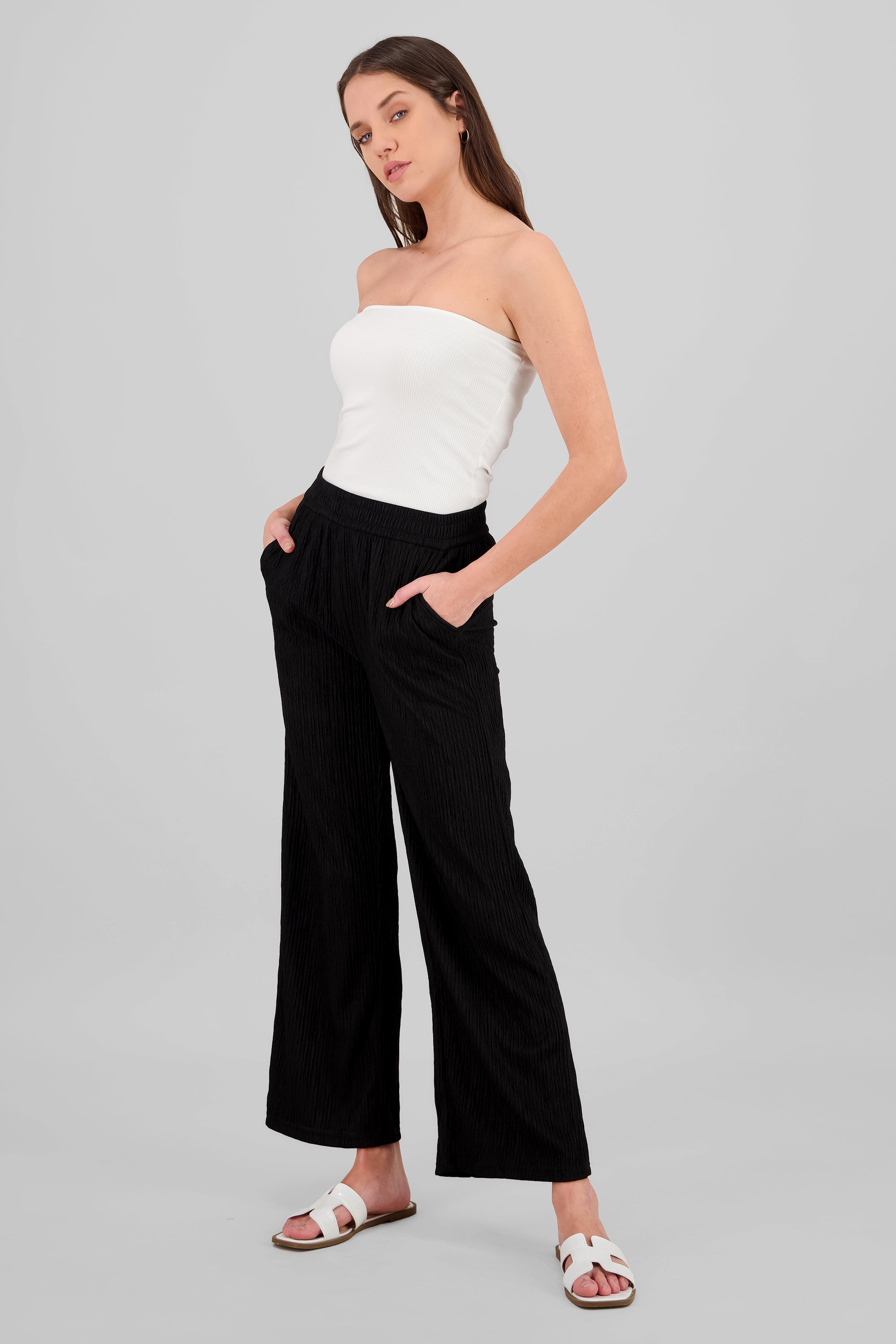 Bandana Textured Wide Pants BLACK