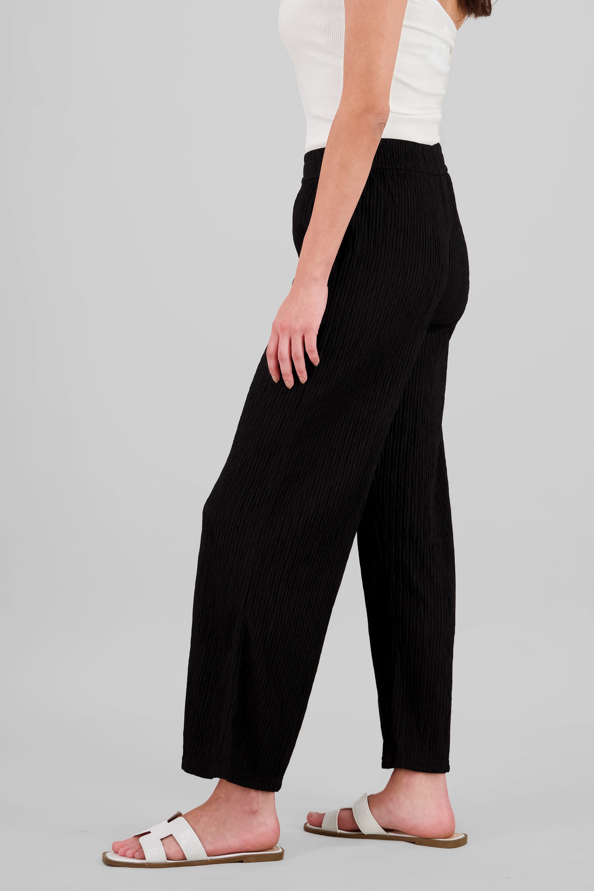 Bandana Textured Wide Pants BLACK