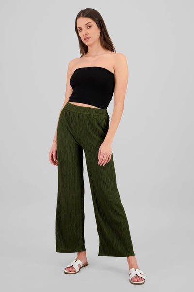 Bandana Textured Wide Pants OLIVE