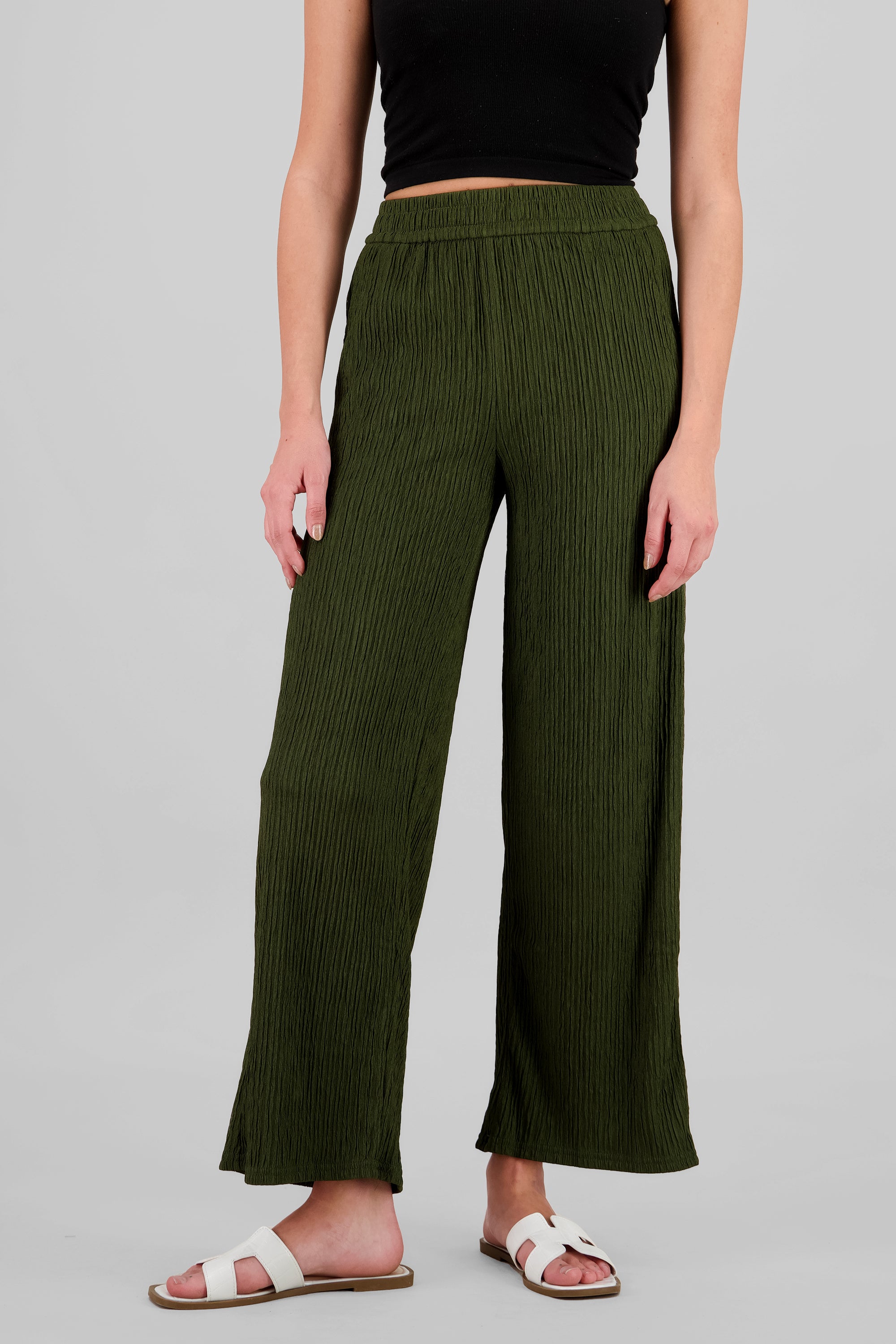 Bandana Textured Wide Pants OLIVE