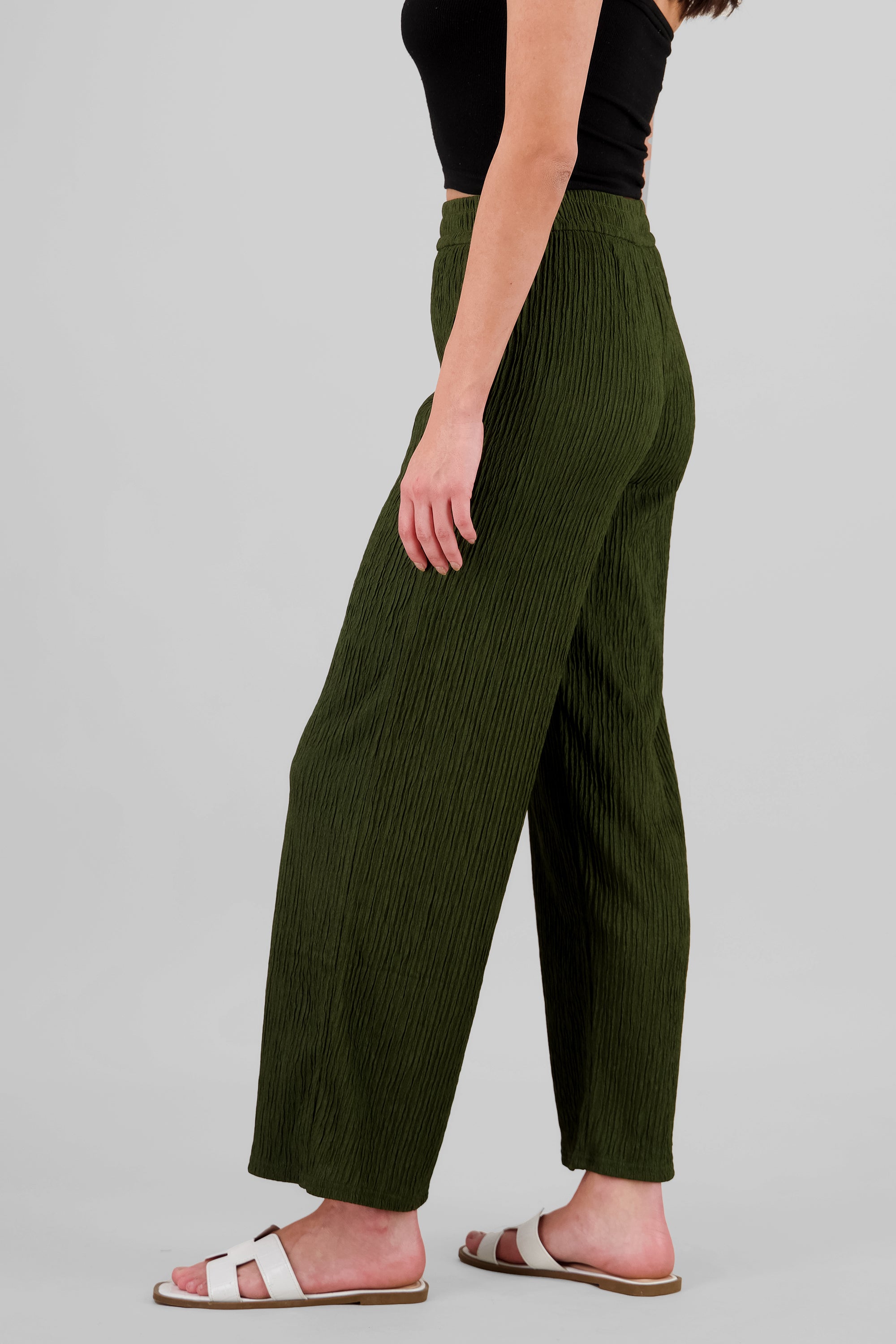 Bandana Textured Wide Pants OLIVE