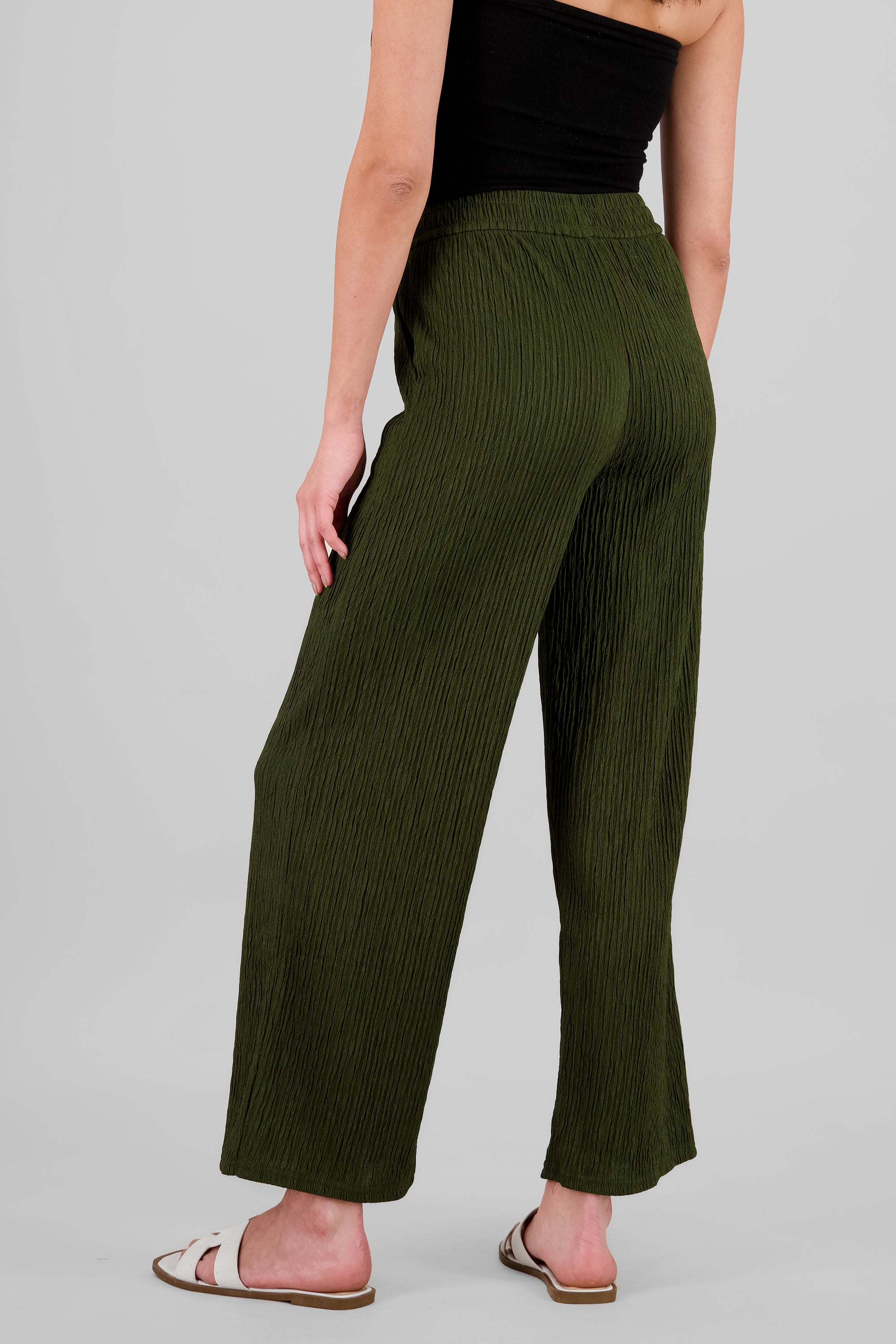 Bandana Textured Wide Pants OLIVE