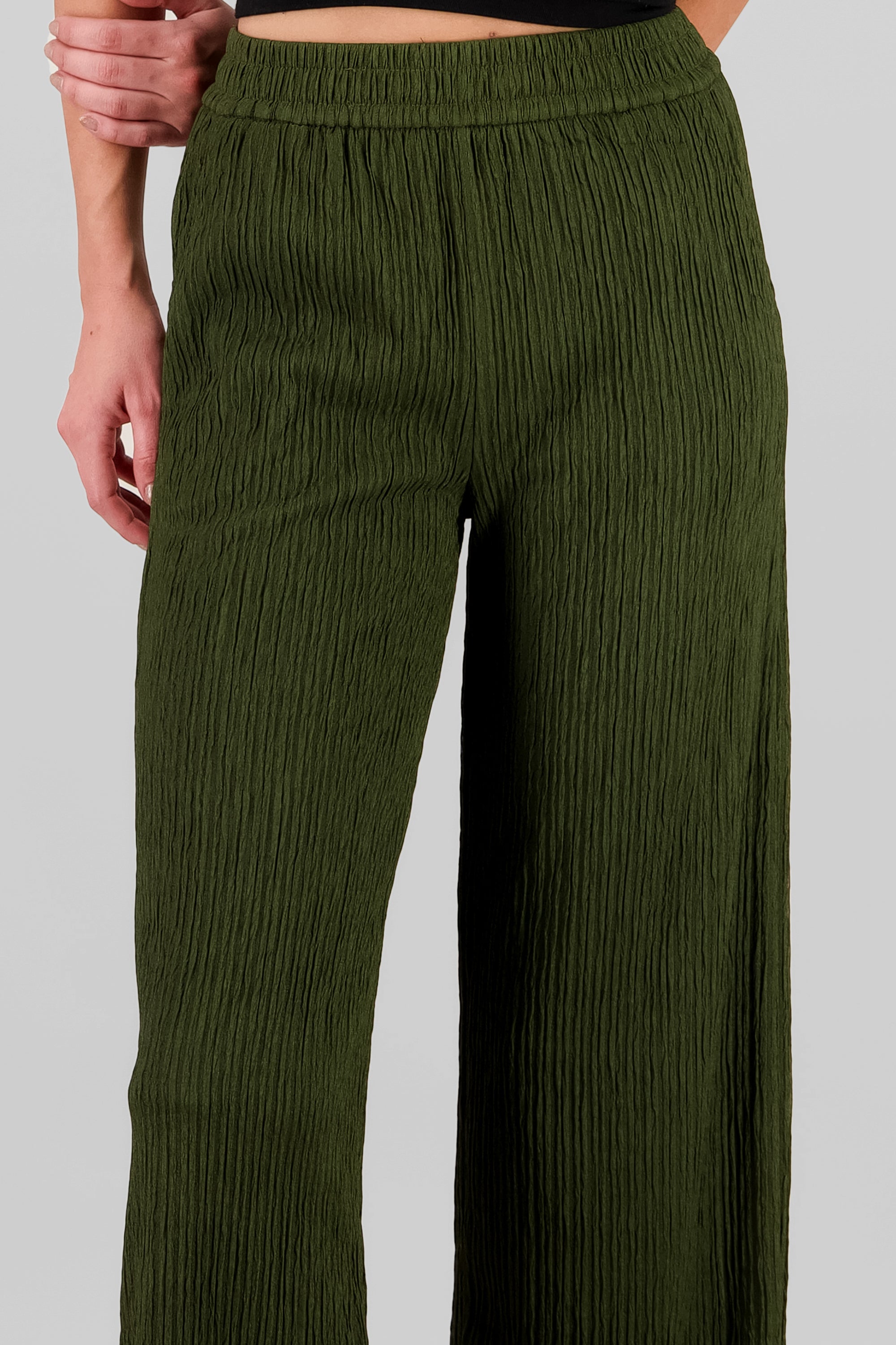 Bandana Textured Wide Pants OLIVE