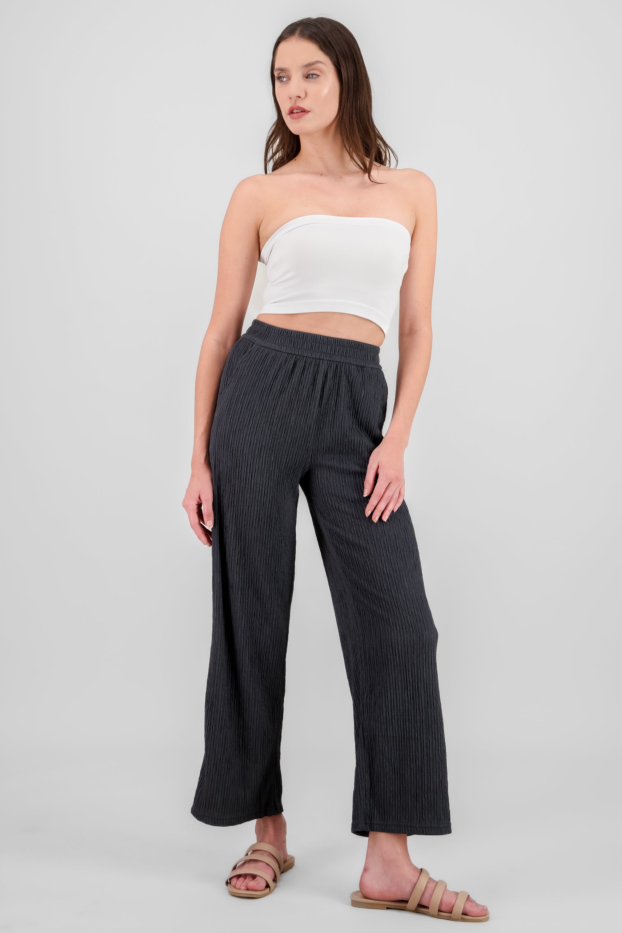 Bandana Textured Wide Pants DARK GRAY