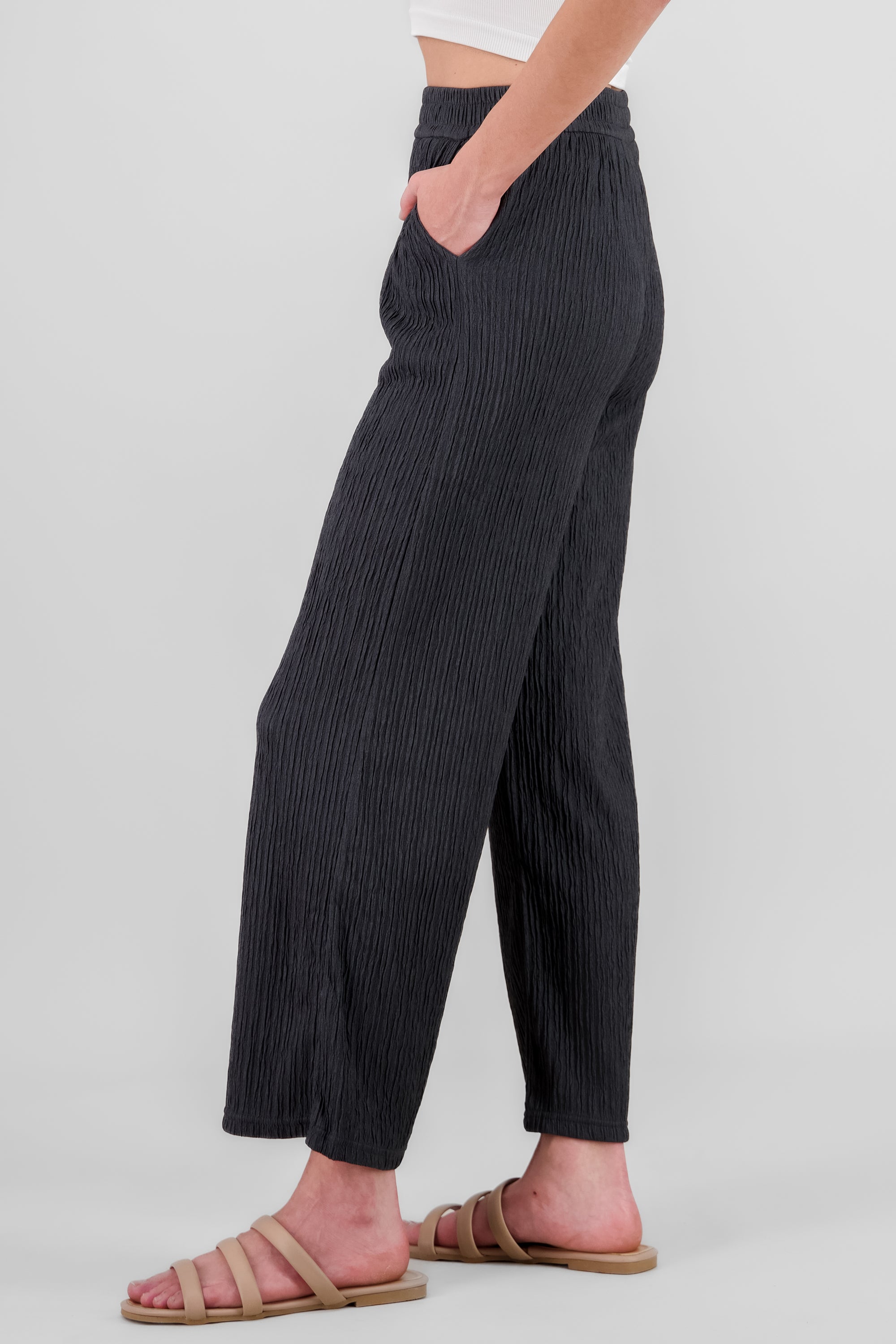 Bandana Textured Wide Pants DARK GRAY