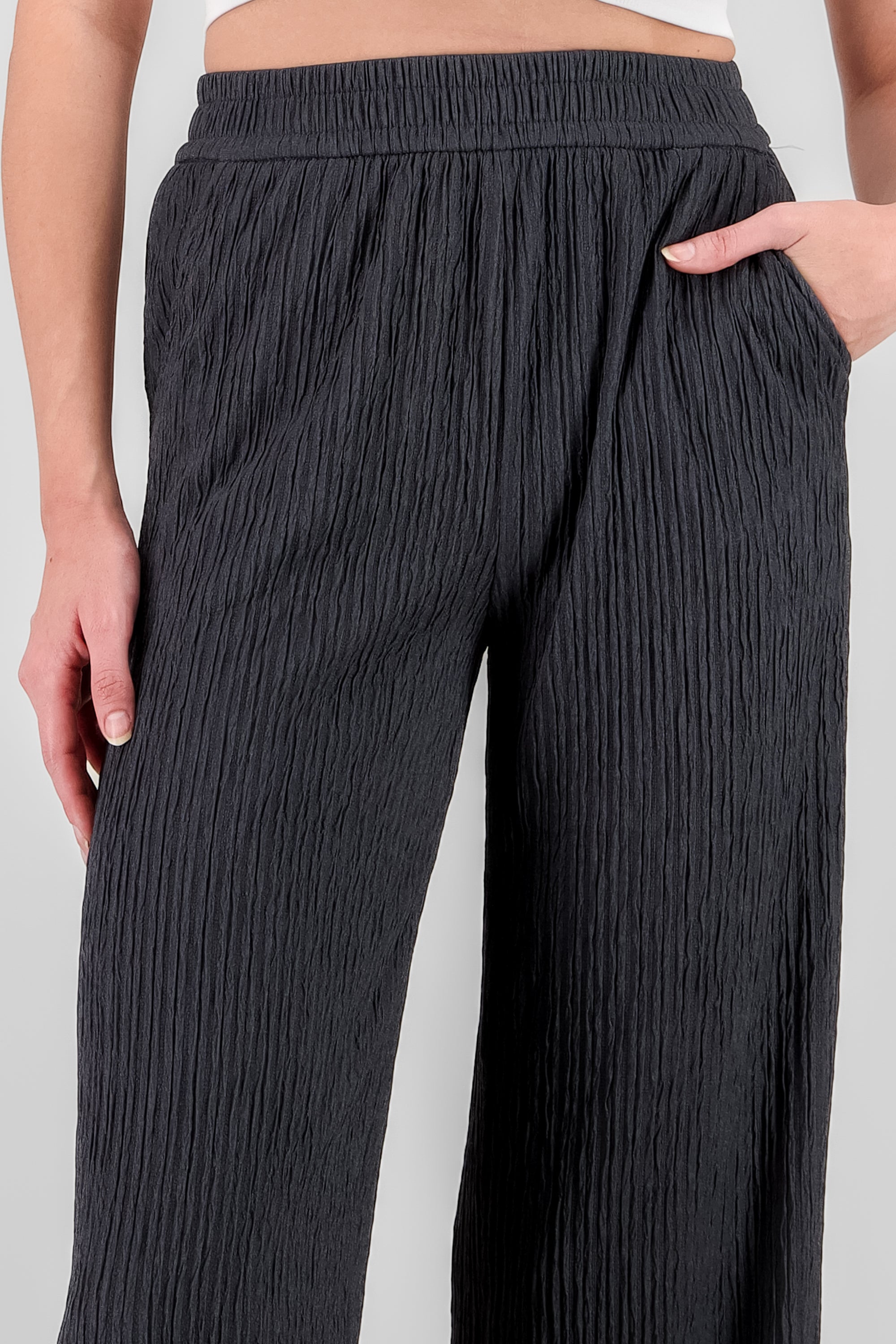 Bandana Textured Wide Pants DARK GRAY