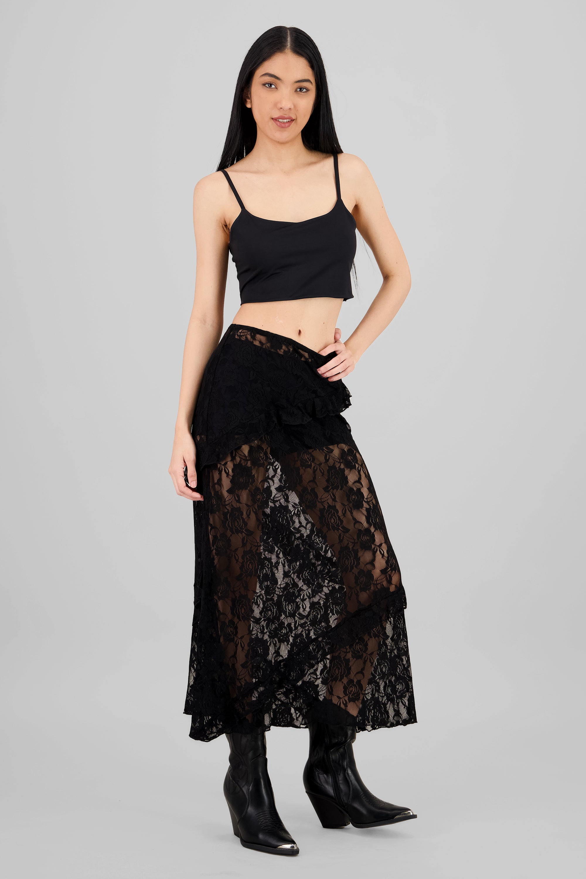 Lace Maxi Skirt BLACK