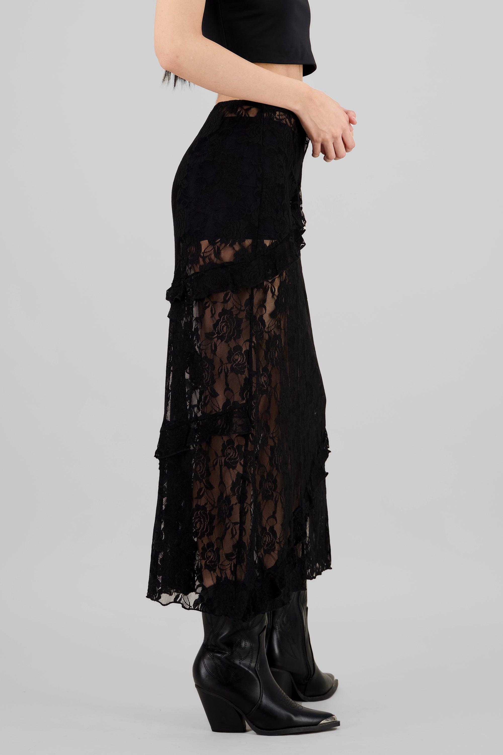 Lace Maxi Skirt BLACK