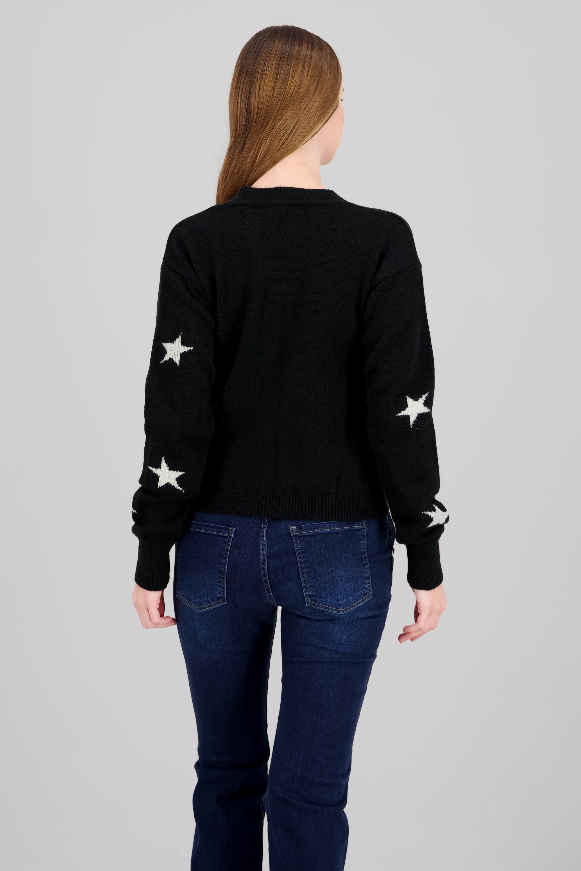 Star Button Cardigan BLACK COMBO