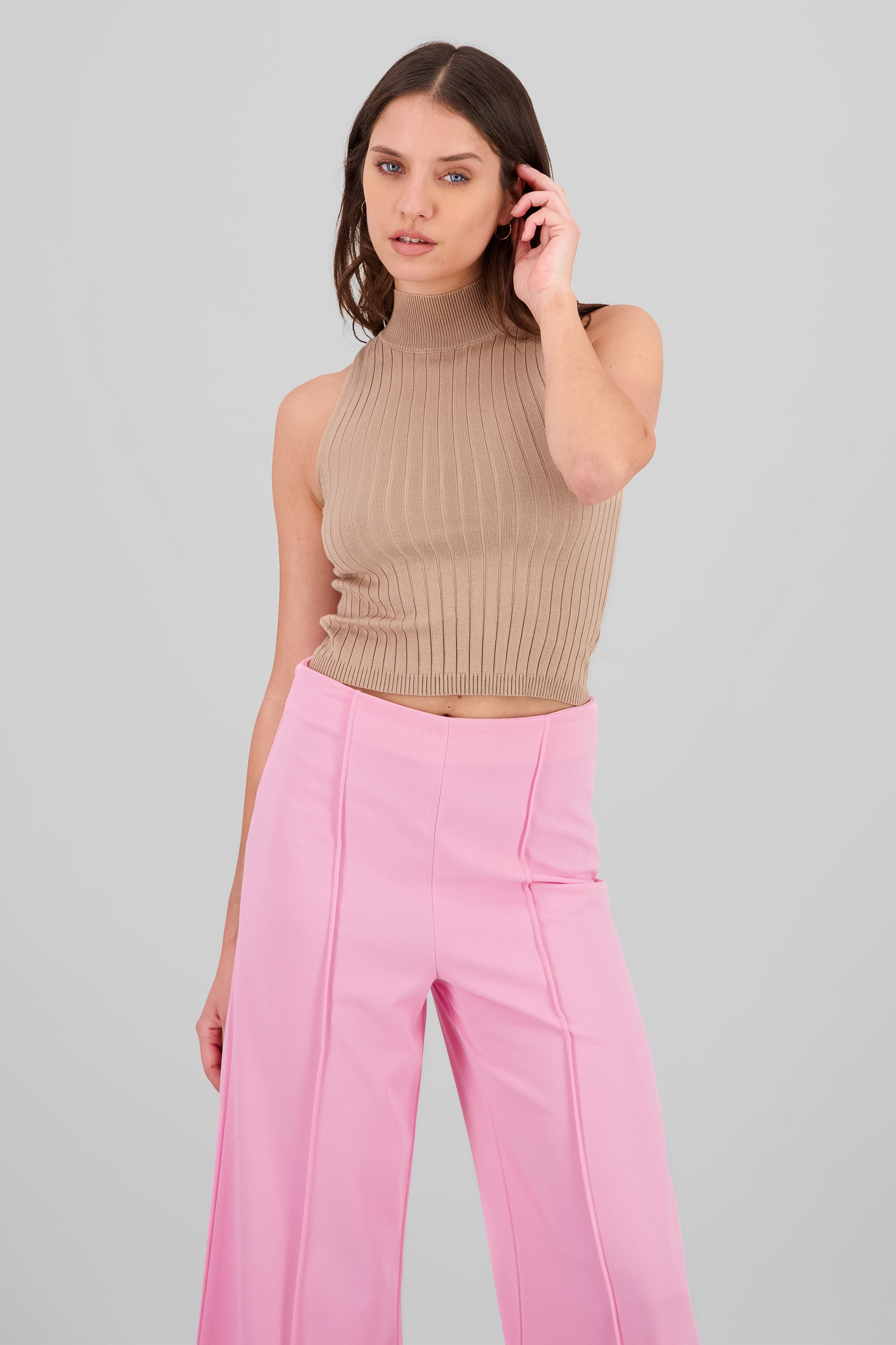 Ribbed Turtleneck Top IVORY