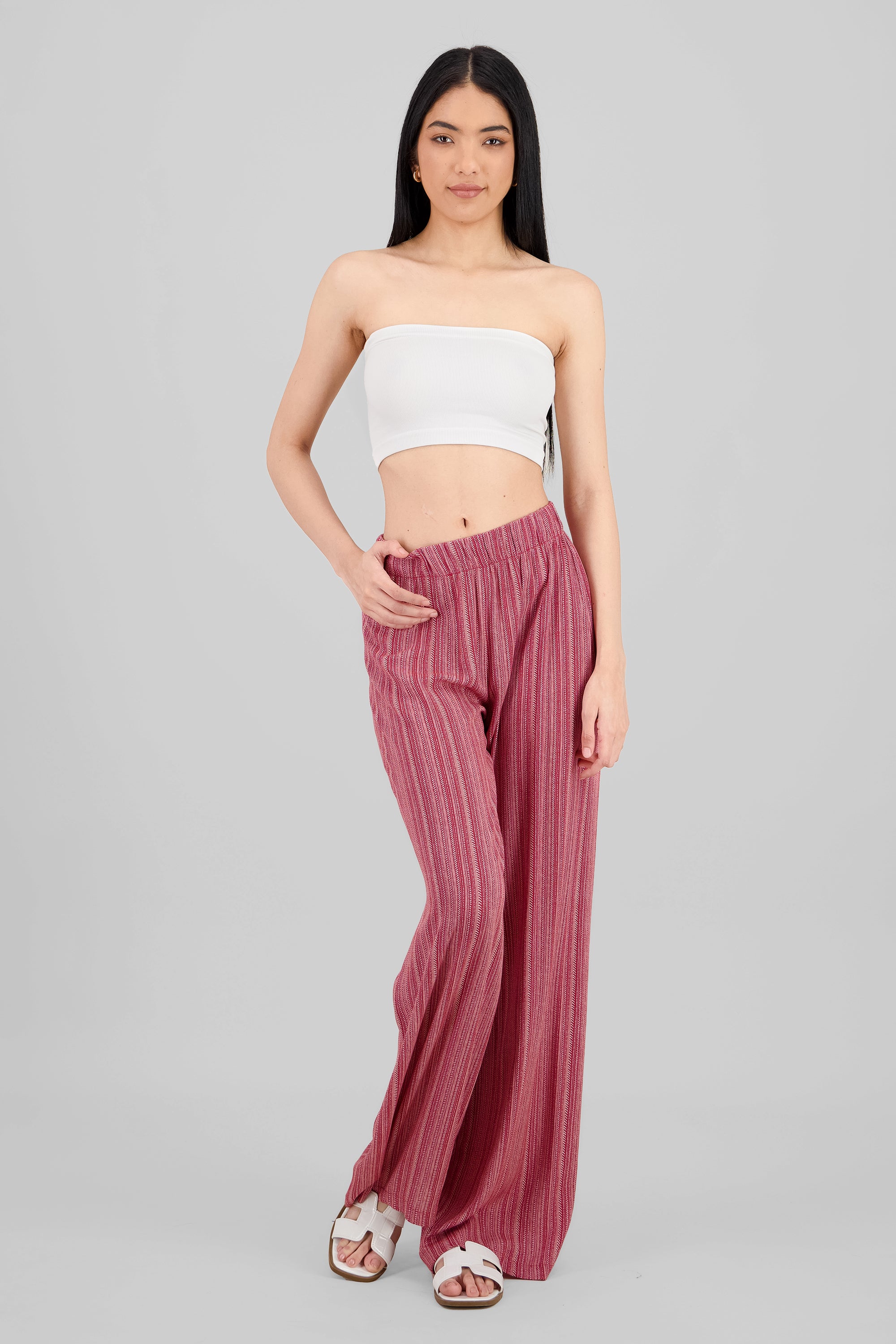 Striped Wide Leg Pants RED COMBO