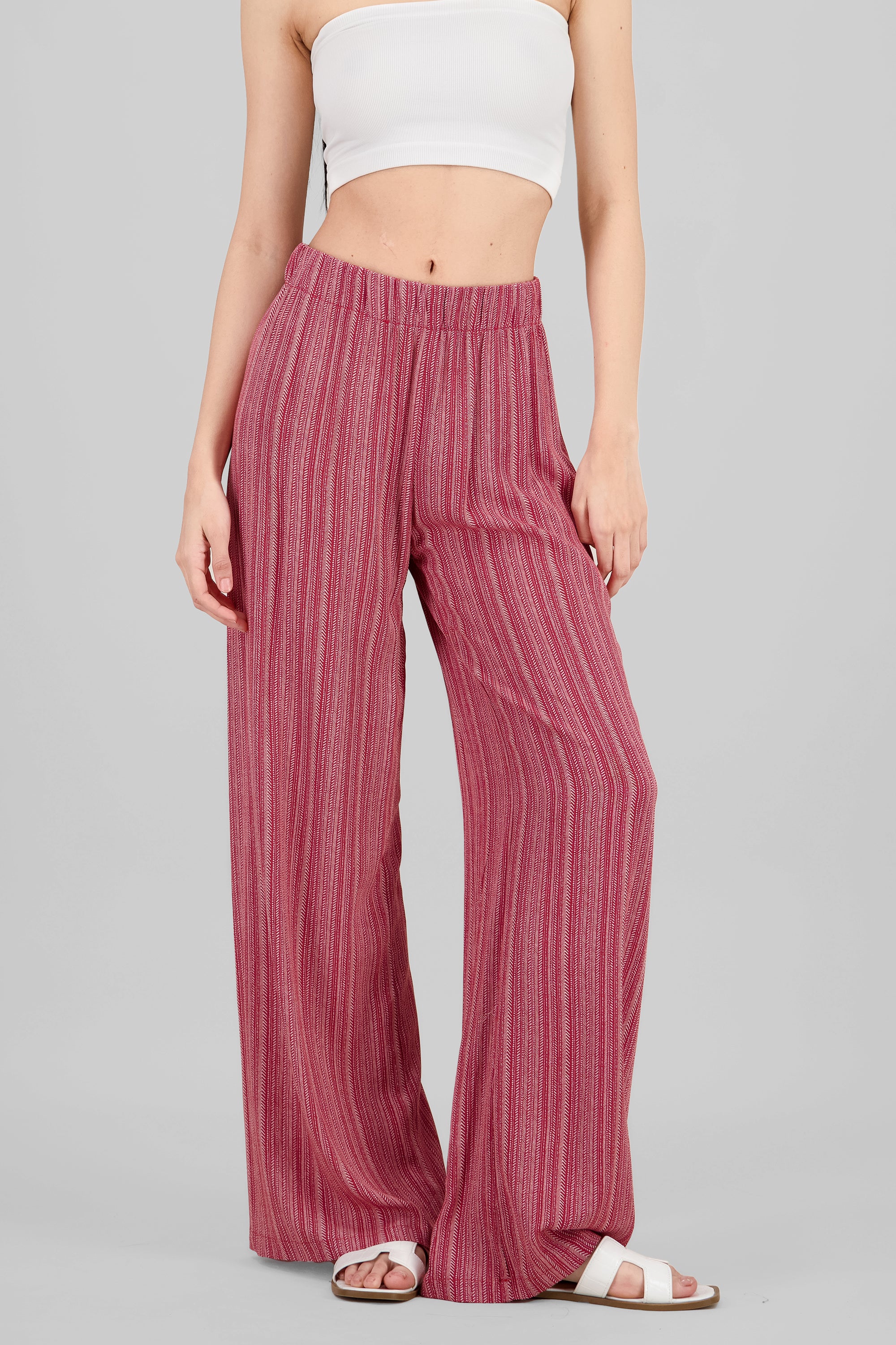 Striped Wide Leg Pants RED COMBO