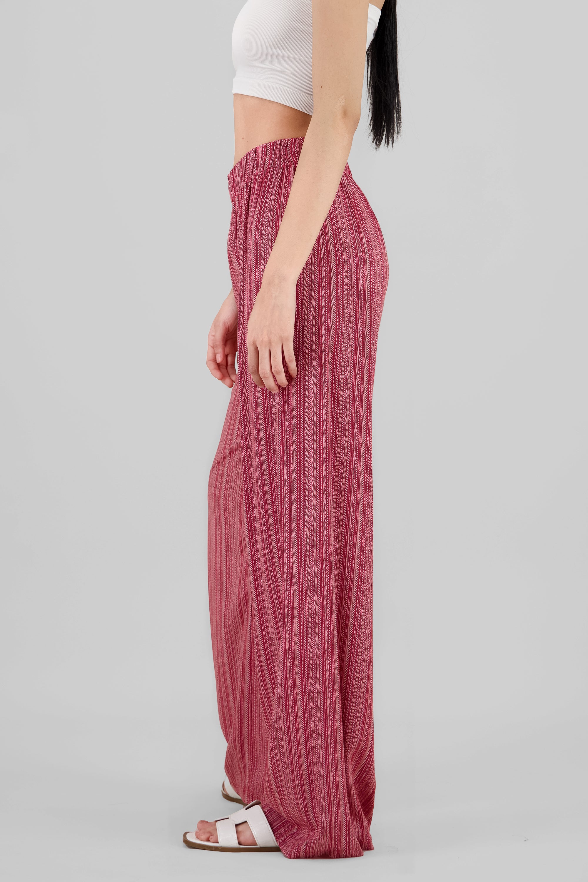 Striped Wide Leg Pants RED COMBO