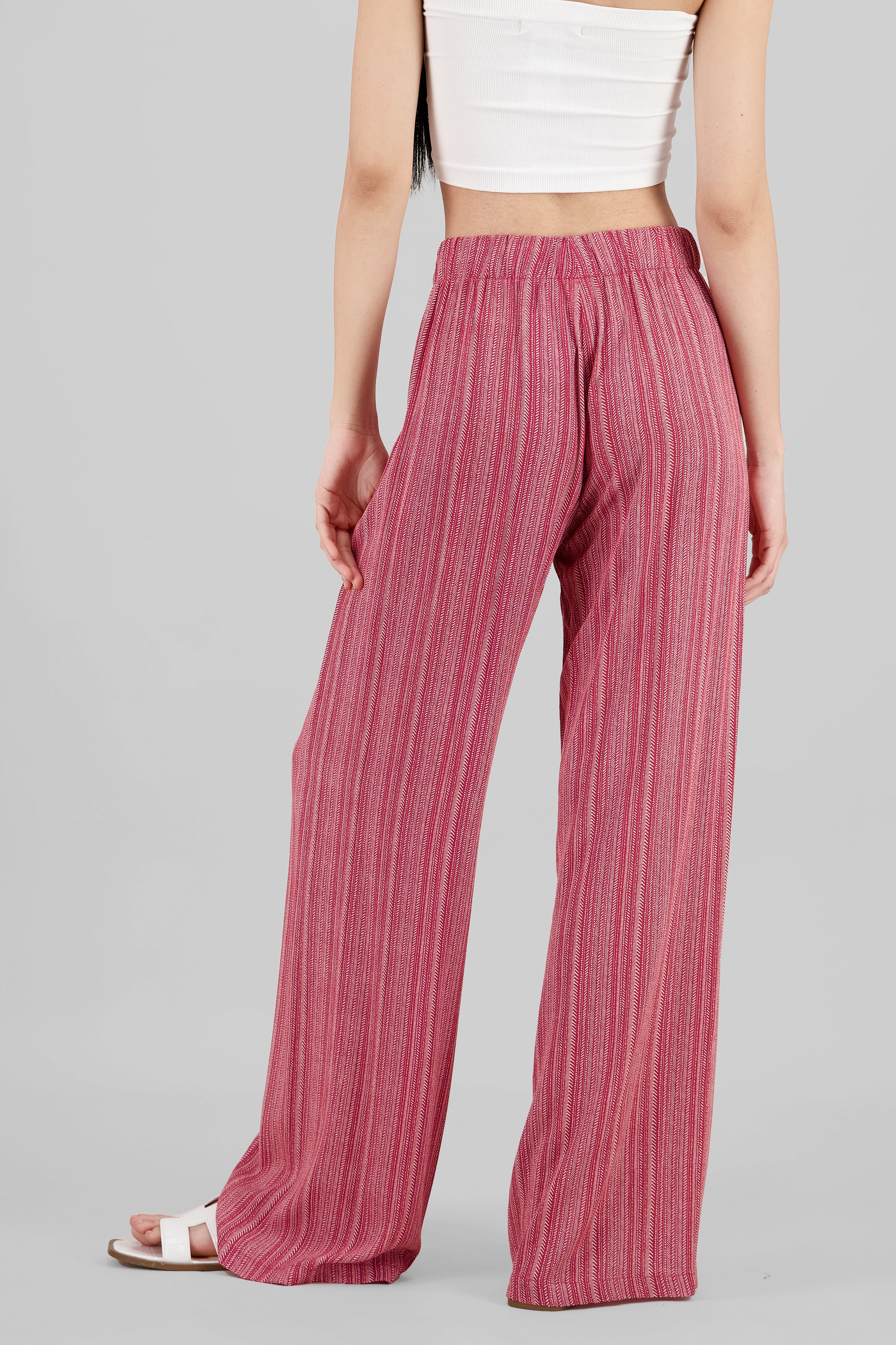 Striped Wide Leg Pants RED COMBO