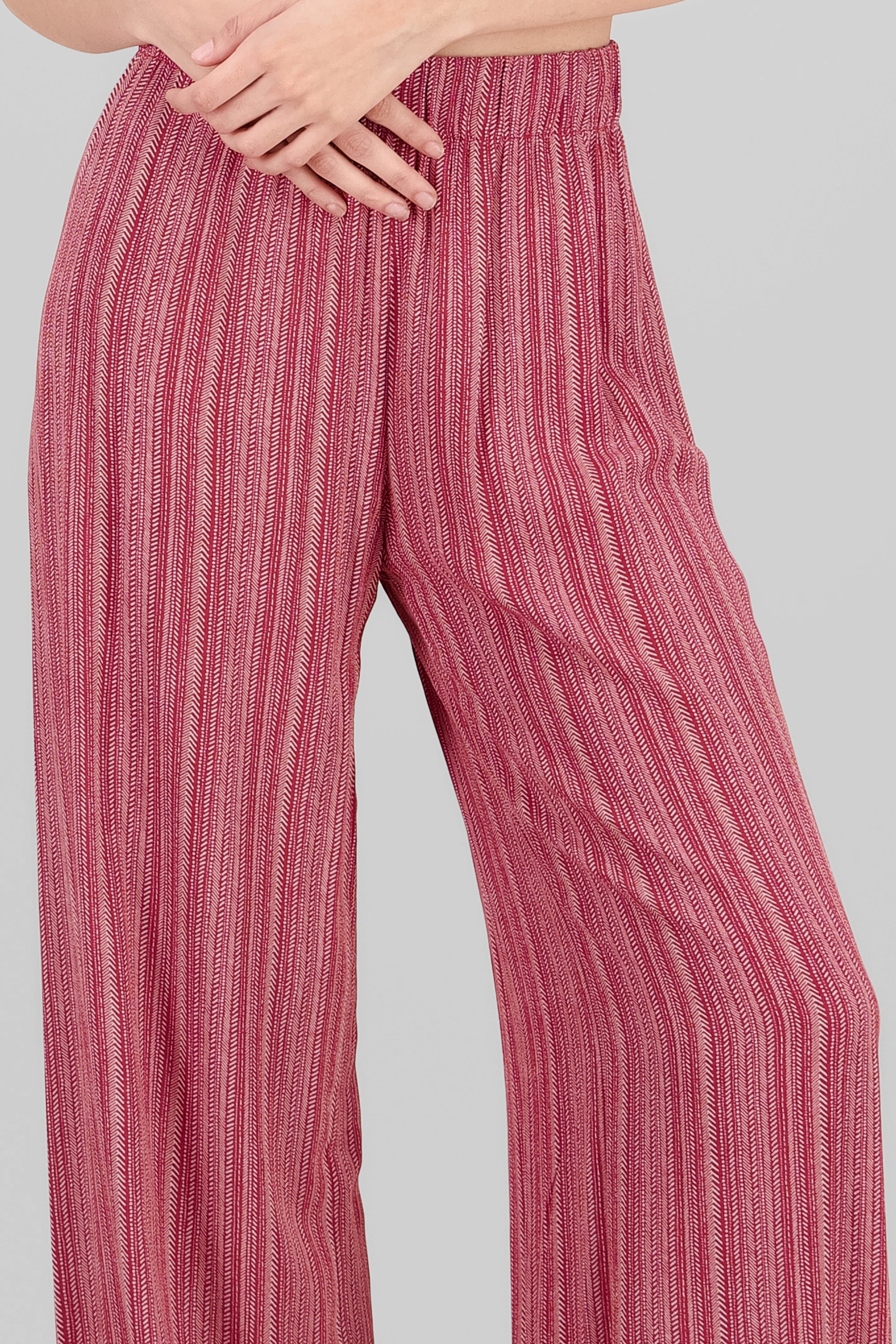 Striped Wide Leg Pants RED COMBO