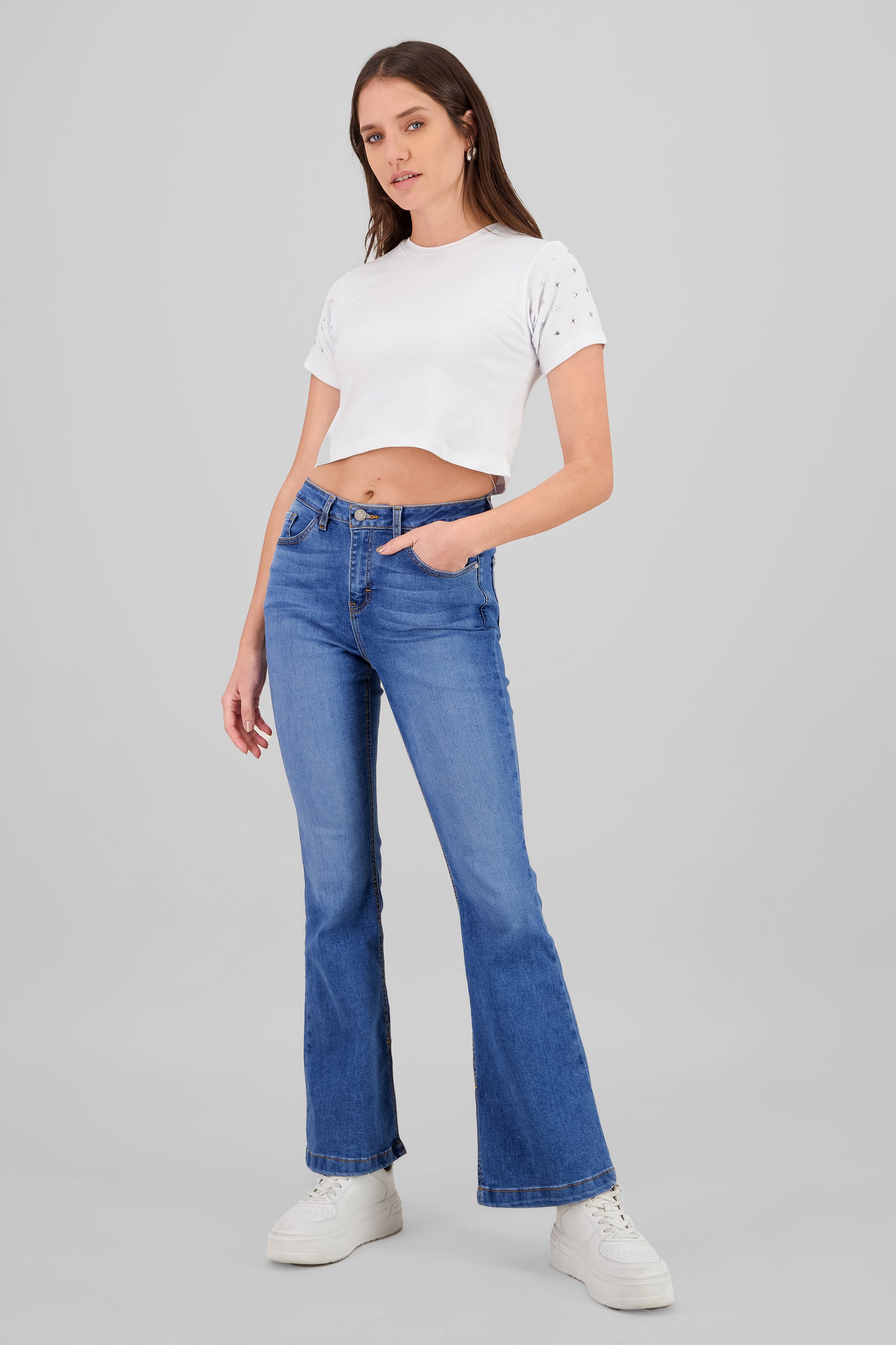 Flared Jeans with Hem DARK WASH