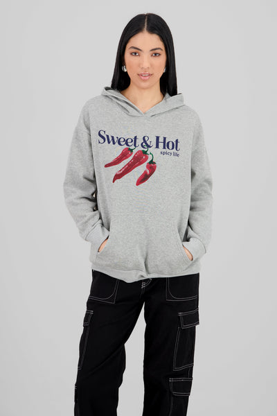 Sweet & Hot Print Sweatshirt GRAY