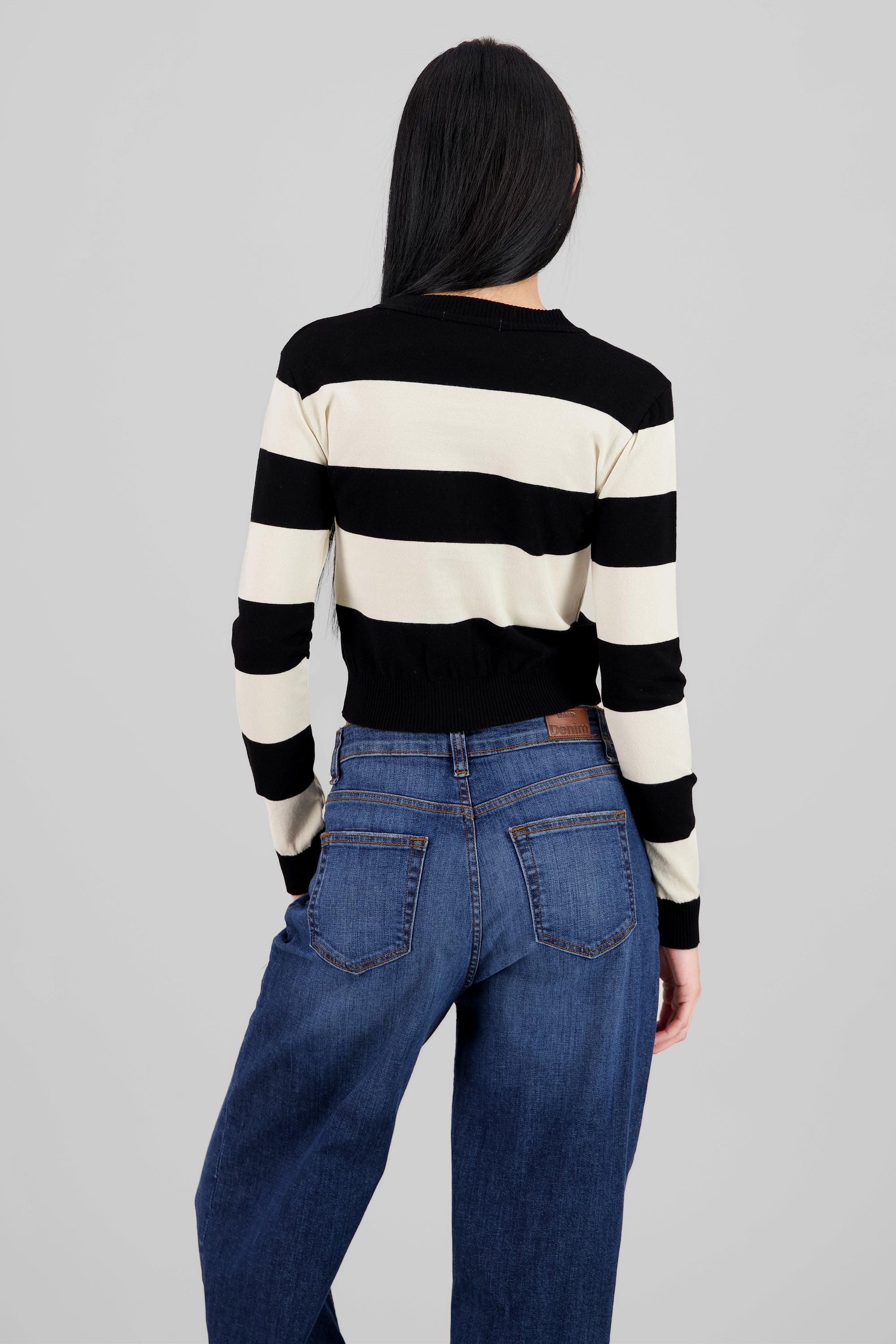 Contrasting Stripe Cardigan BLACK COMBO