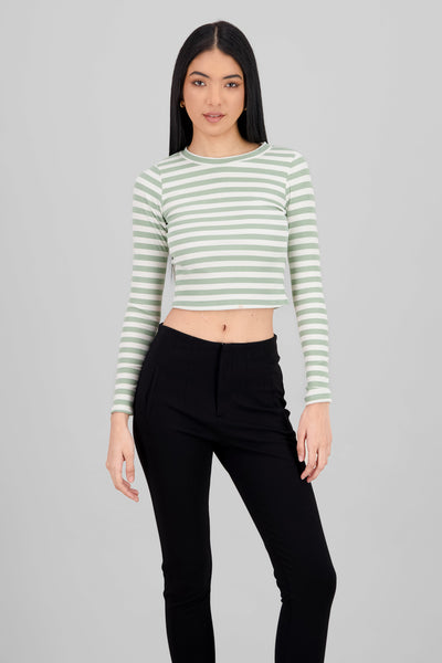 Striped Long Sleeve Top WHITE COMBO